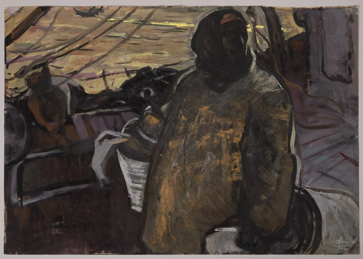 Алексеев Адольф Евгеньевич. Уборка кончена. (из серии Порт Владимир) 1962.