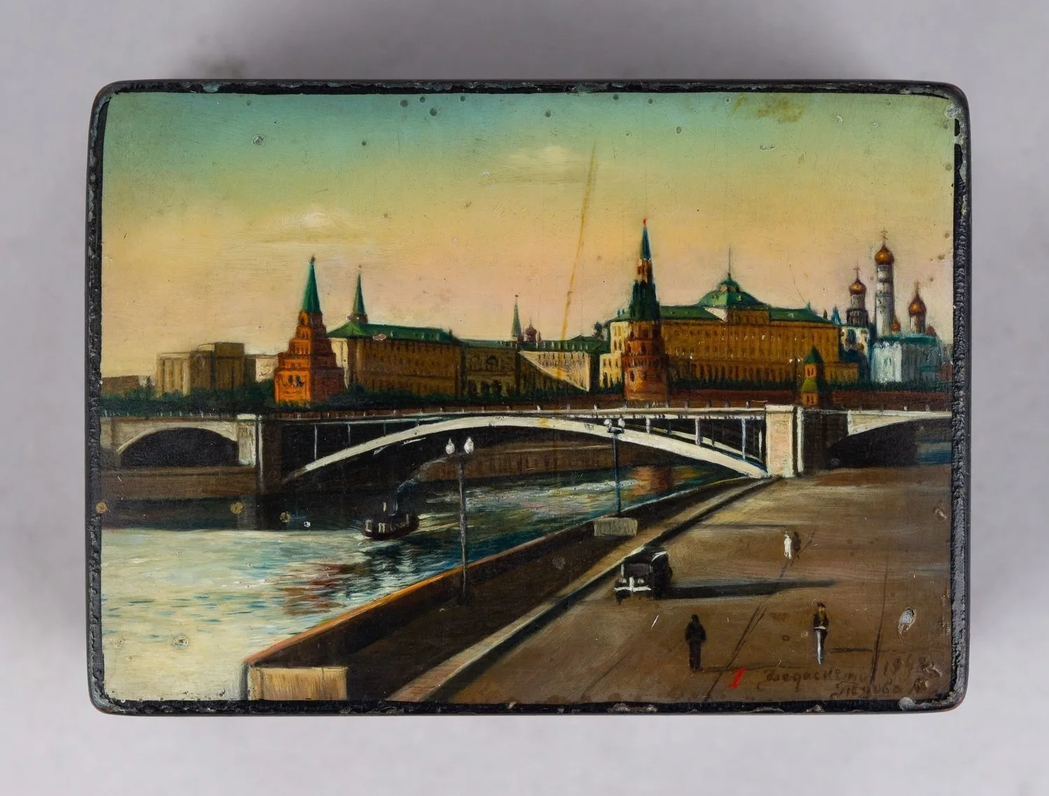 Шкатулка «Вид на Красную Площадь». СССР, Федоскино, автор А. Попова, 1948 г.