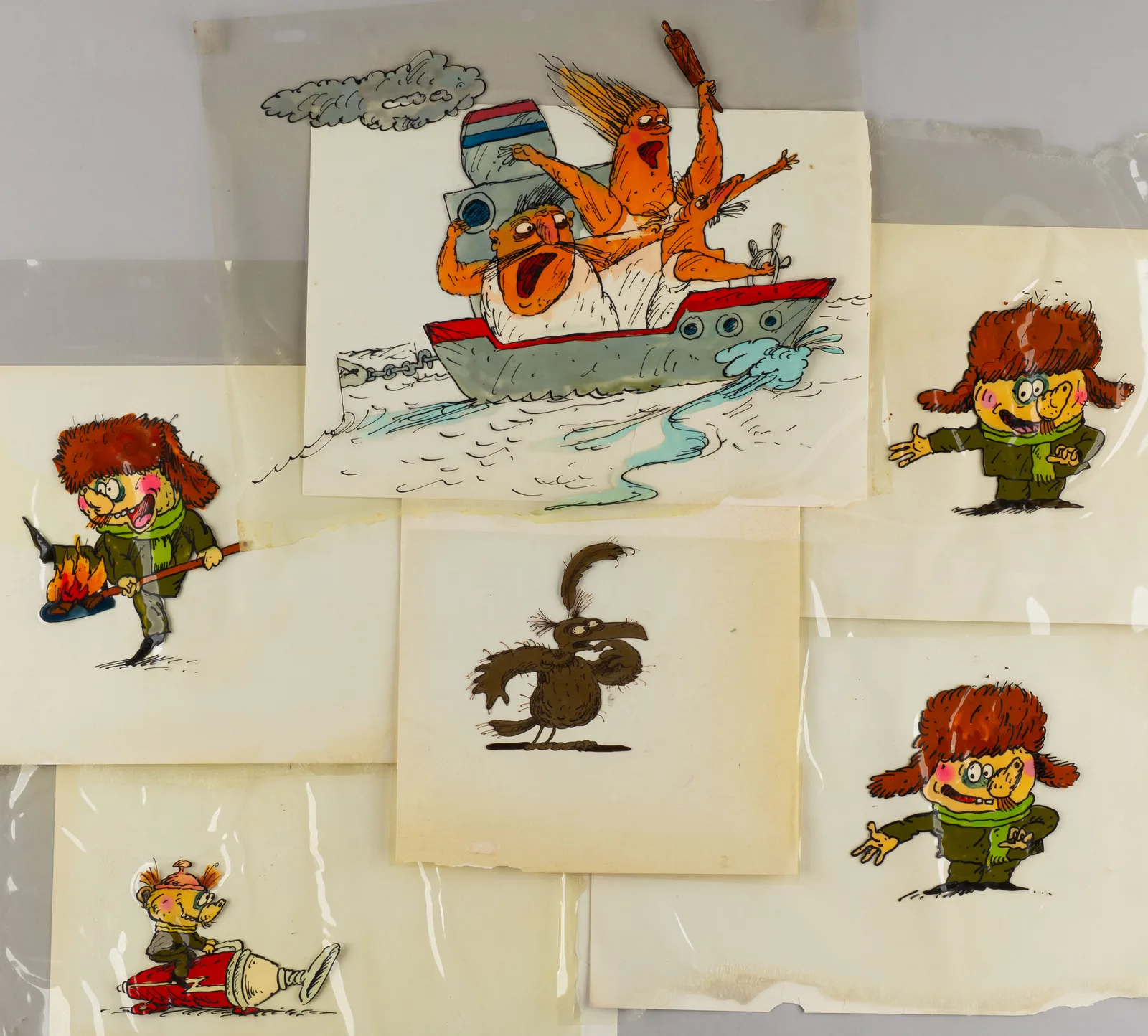Фазы движения из мультфильмов Александра  Татарского. 1980-е. 6 листов.