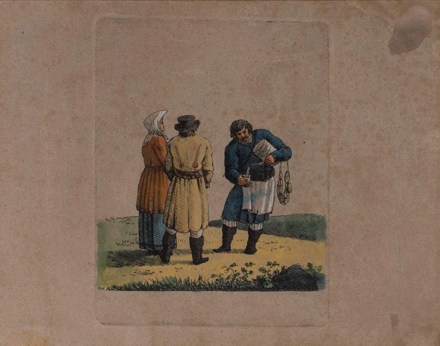Мартынов А.Е. Сбитеньщик, крестьянин и крестьянка. Нач. XIX века.