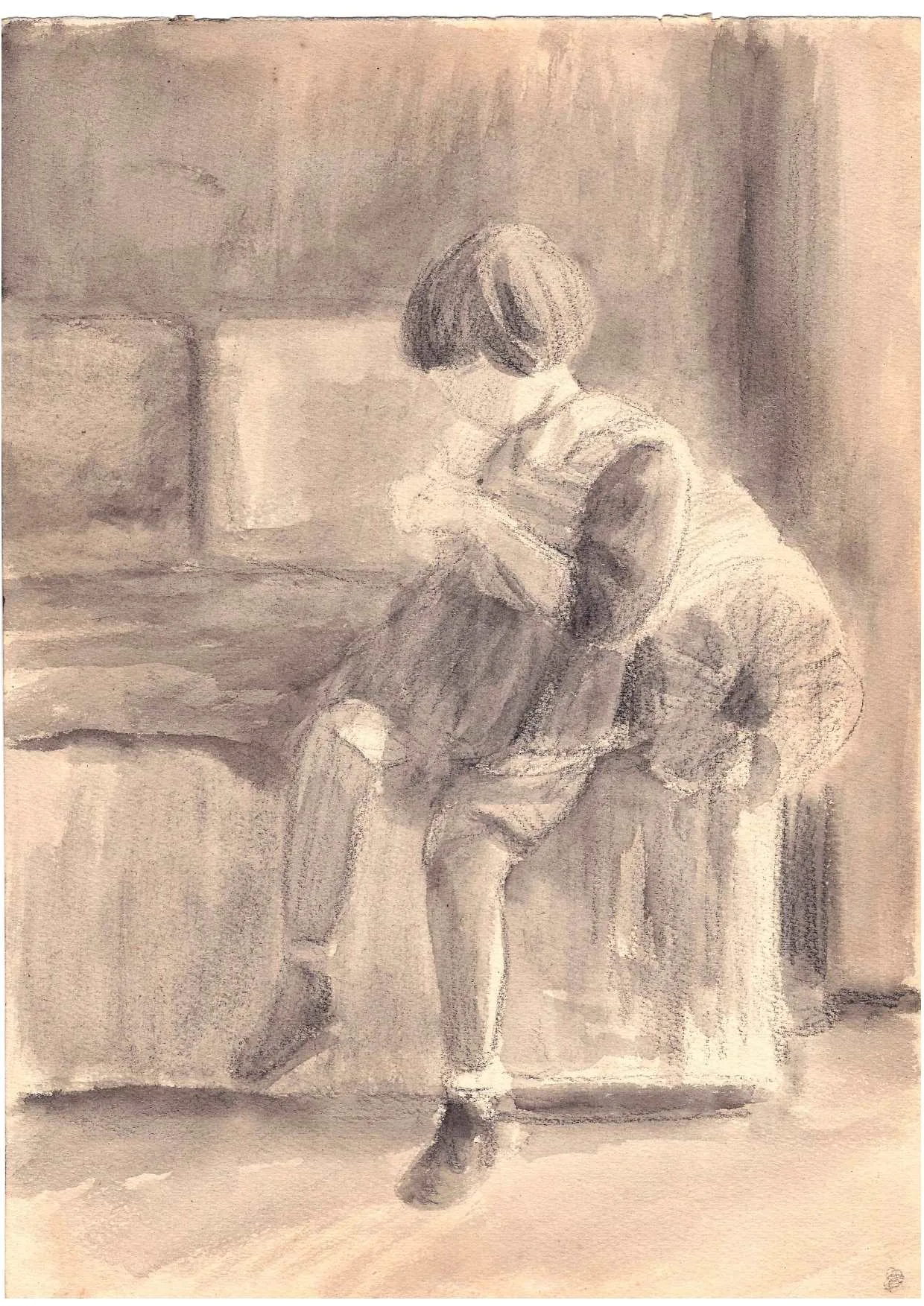Башилов Яков Александрович. Девочка, сидящая на диване. 1930-е годы.