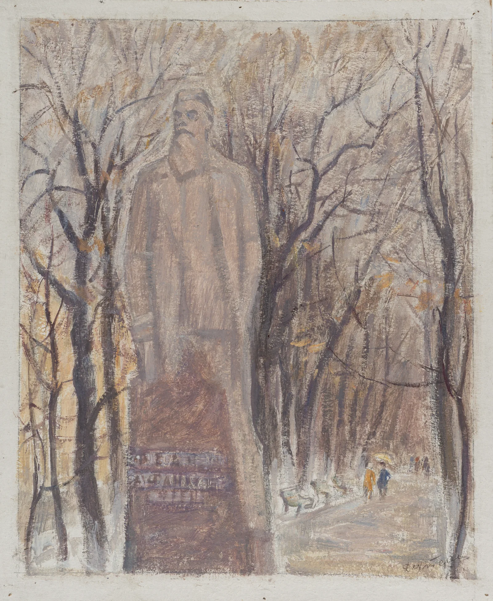 Дехтерева Татьяна Александровна. Эскиз к литографии «Памятник Ф.А. Афанасьеву в Иваново». 1970-е.