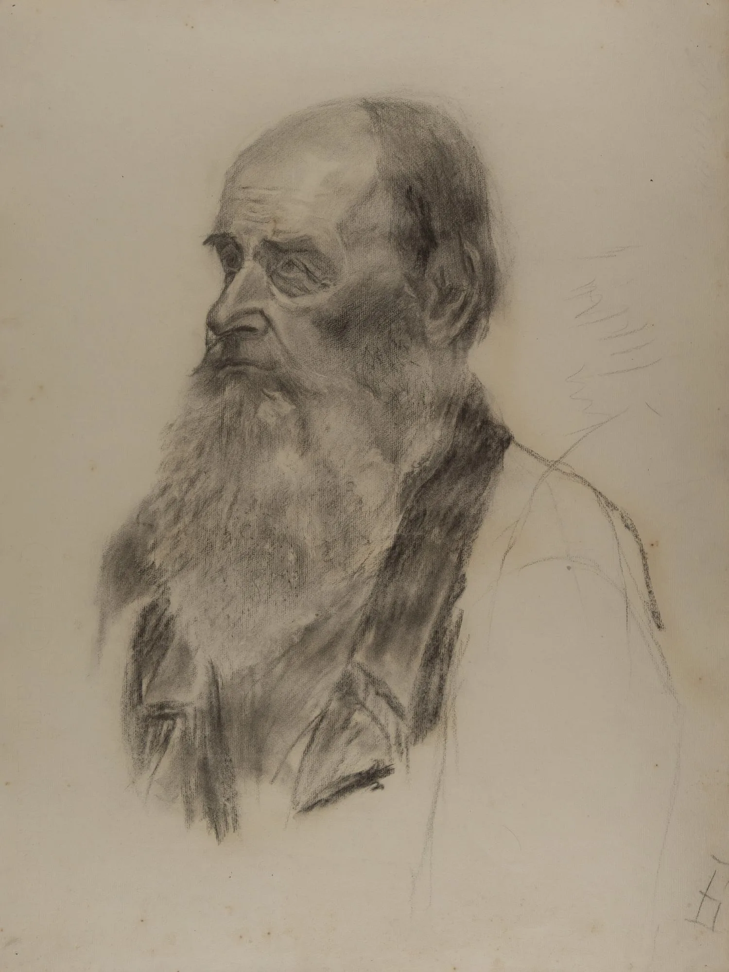 Неизвестный художник (инициалы И.Б.). Портрет мужчины с бородой. 1900-е годы.