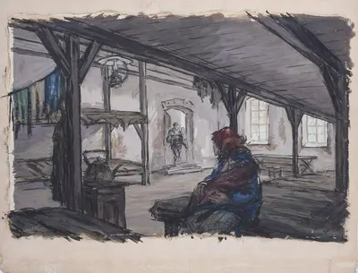 Жаренов Александр Сергеевич. Эскиз к к/ф «Поколение победителей» (1936, реж. В. Строева) 1936.