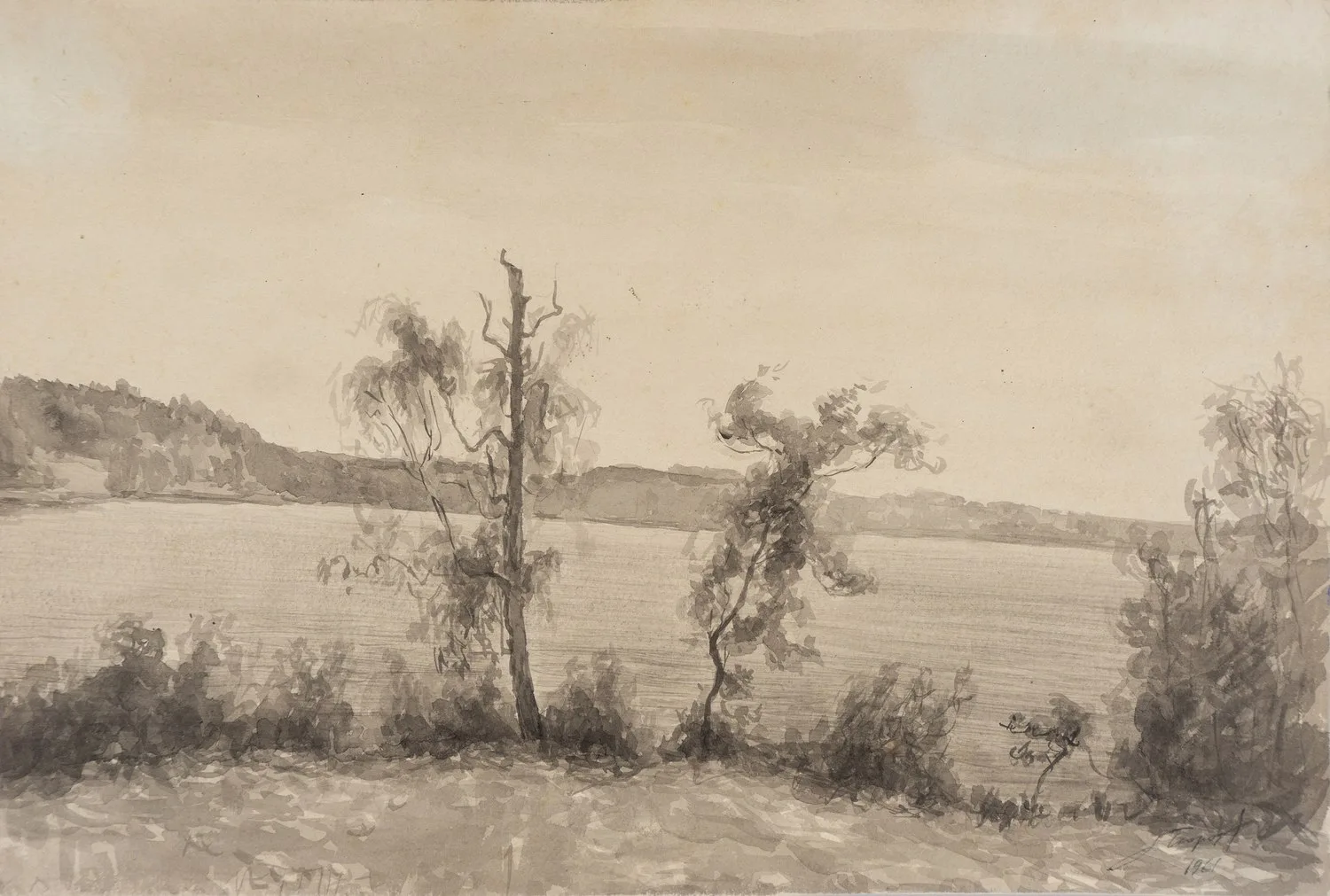 Морозов Константин Феофанович. Пейзаж с рекой. 1961.
