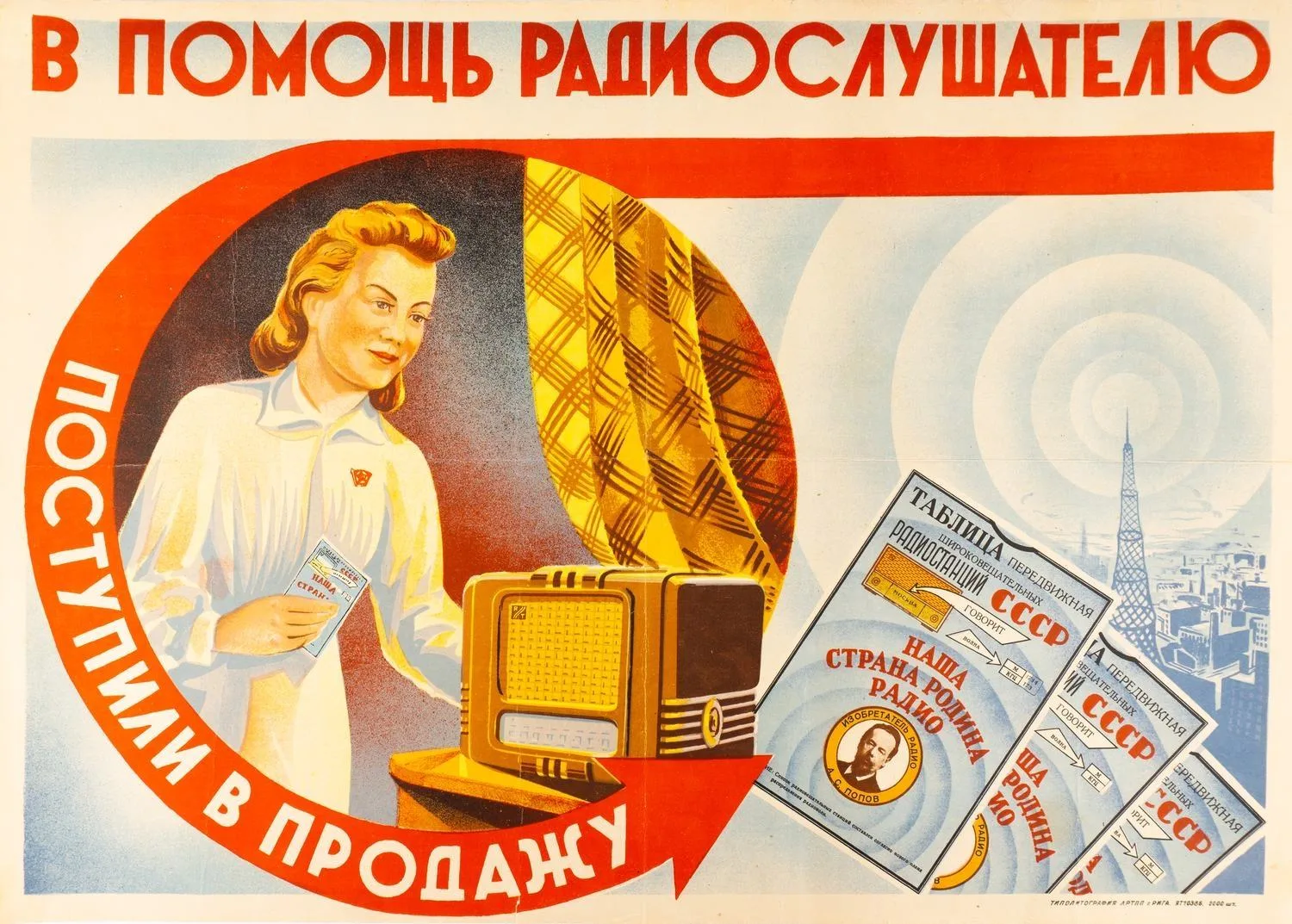 Плакат. В помощь радиослушателю. Конец 1940-х-начало 1950х- годов. Рига.