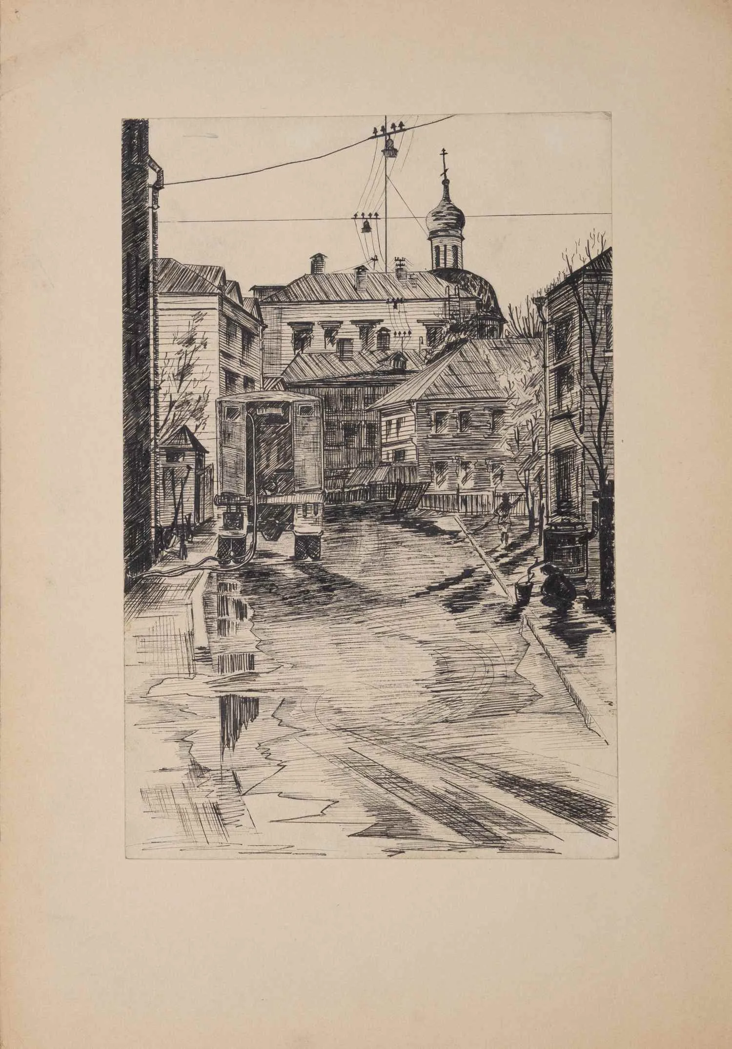Неизвестный художник. Старомонастырский переулок. Осень. 1968.