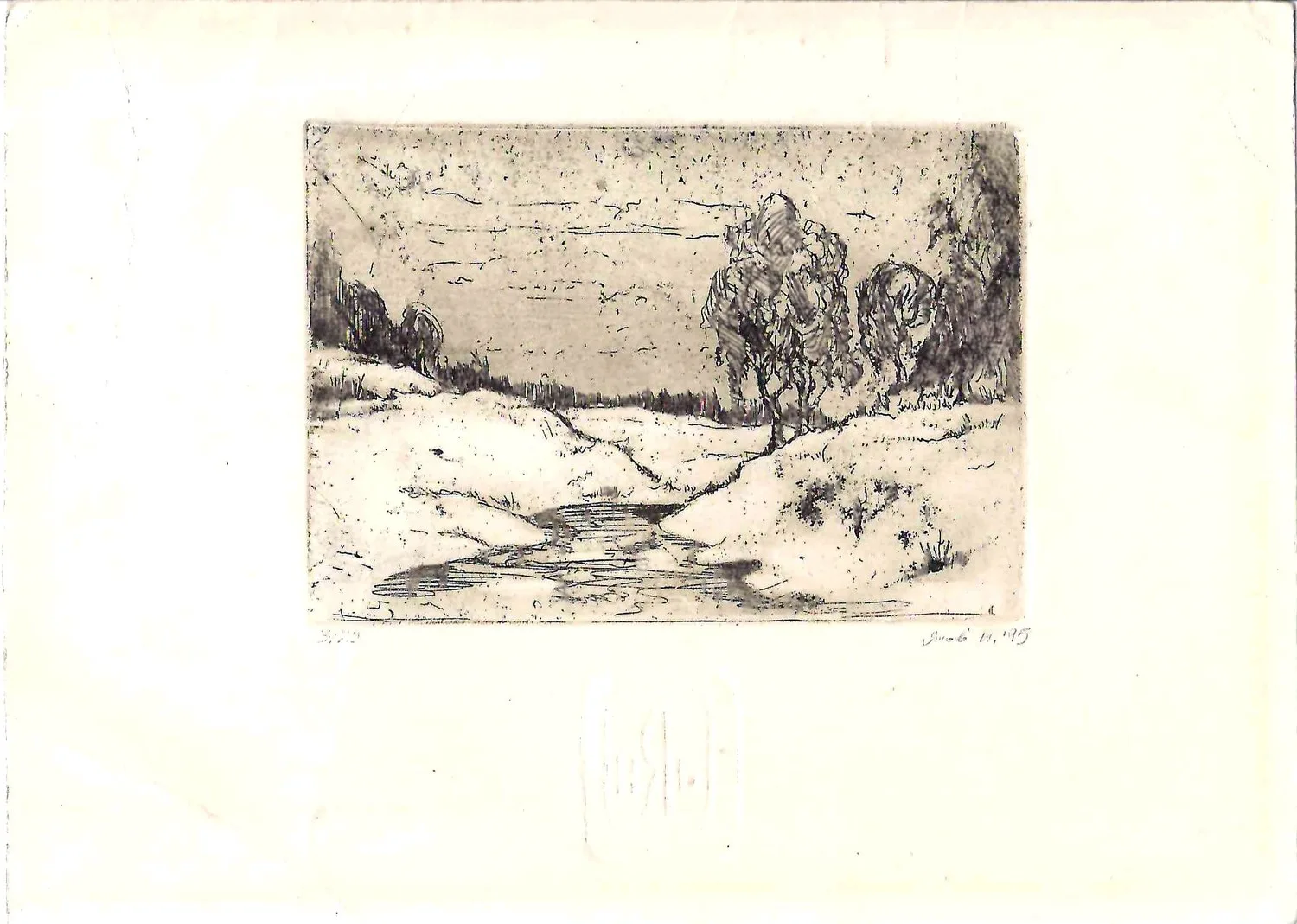 Неизвестный художник (Янов И.Б. по подписи). Тающая река. 1995.