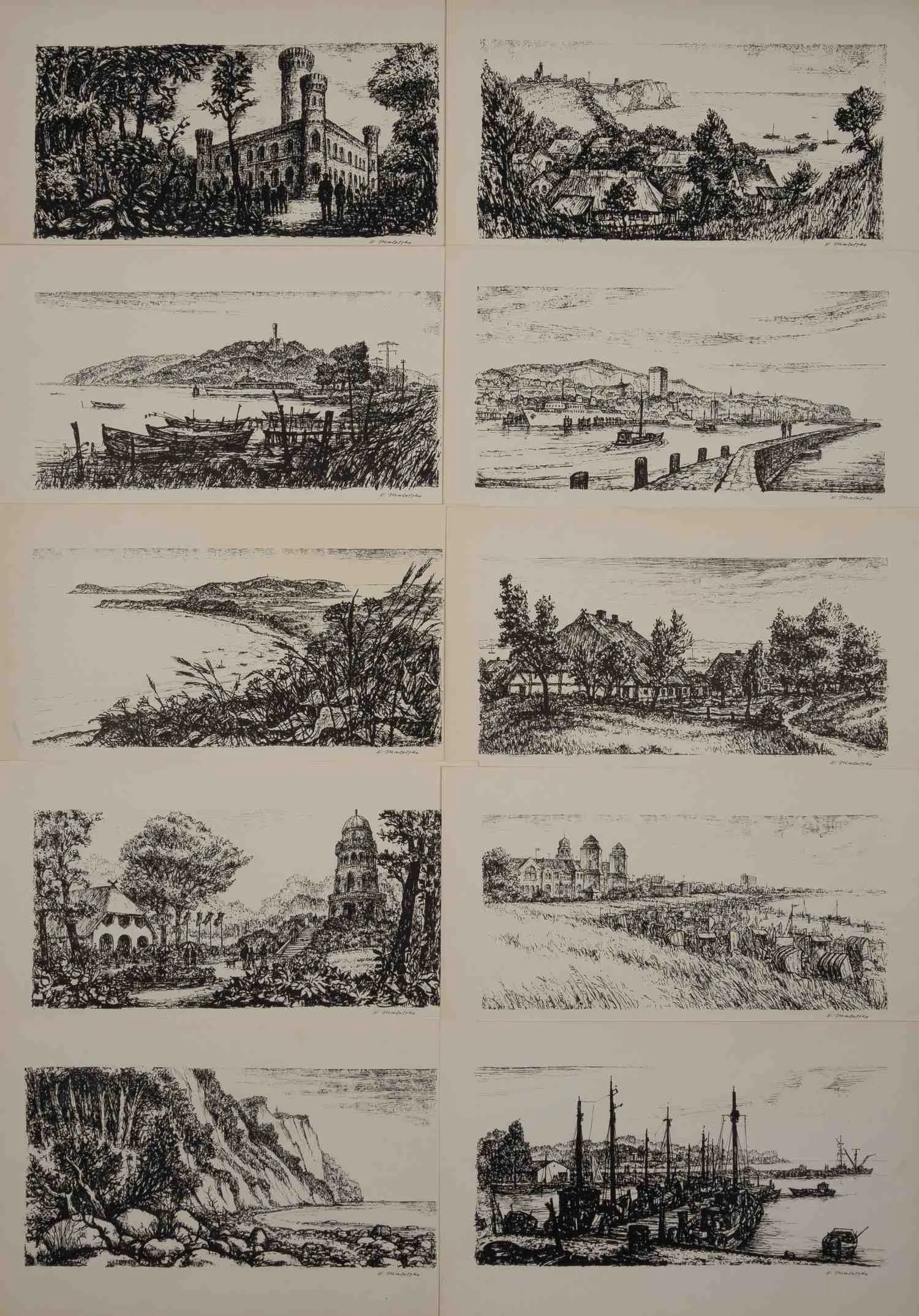 Helmut Maletzke (Хельмут Малецке). Альбом эстампов «Rügen» (15 экземпляров). 1970-е годы.