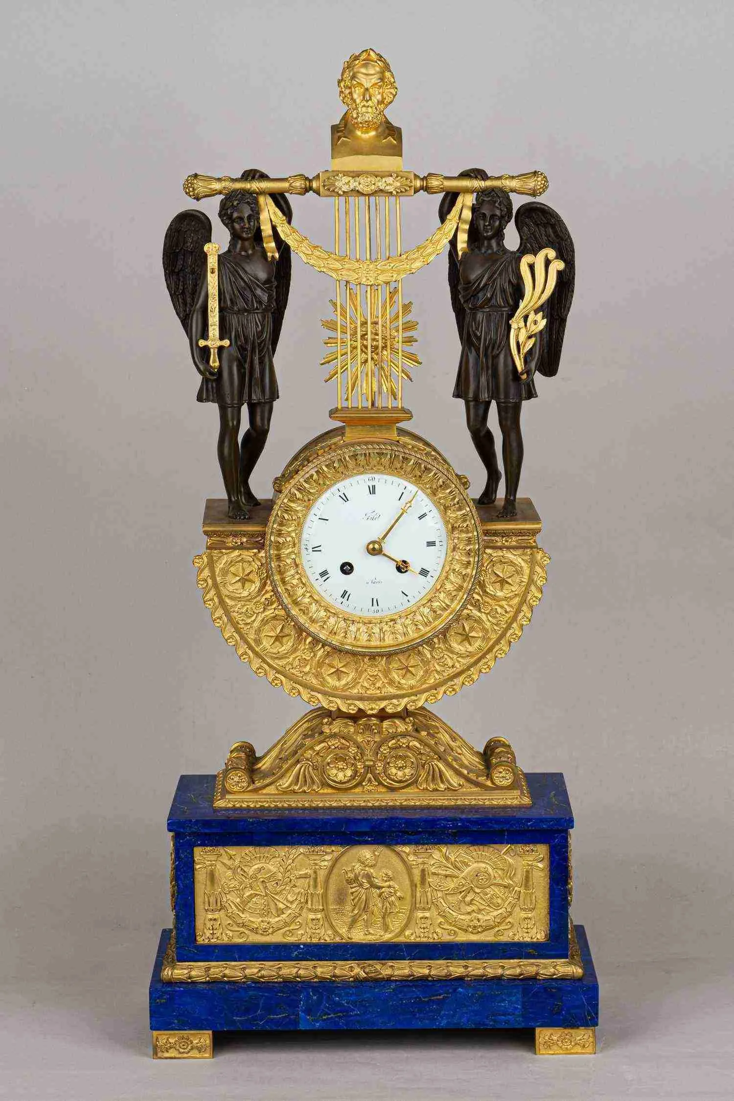 (С экспертизой) Часы каминные «Триумф Гомера». Франция, 1820-е годы.