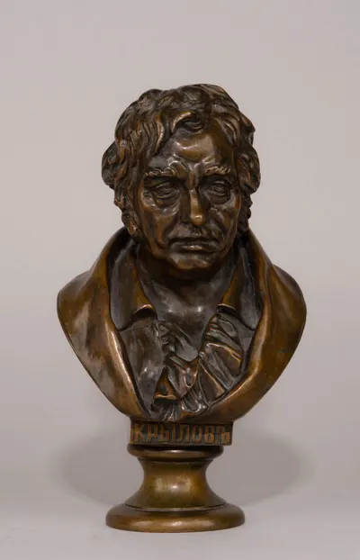 Бюст И. А. Крылова. Россия, Фабрика К.Ф. Верфель, скульптор – Р. Бах, 1886.