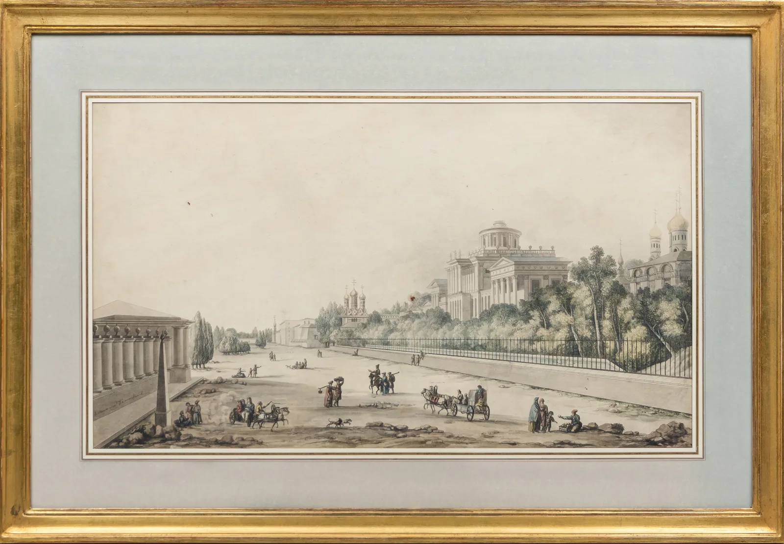 Мишель Франсуа Дамам-Демартре. Вид Моховой и дом Пашкова в Москве. 1792-1805 годы.