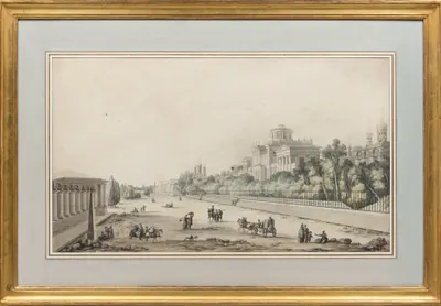 Мишель Франсуа Дамам-Демартре. Вид Моховой и дом Пашкова в Москве. 1792-1805 годы.