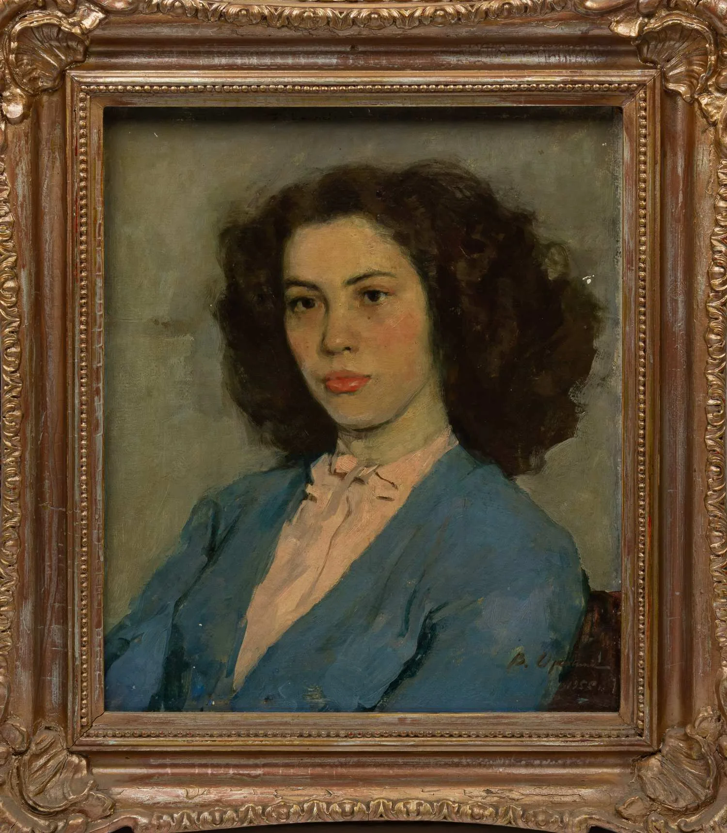 Орешников Виктор Михаилович. Портрет девушки в голубом. 1955.