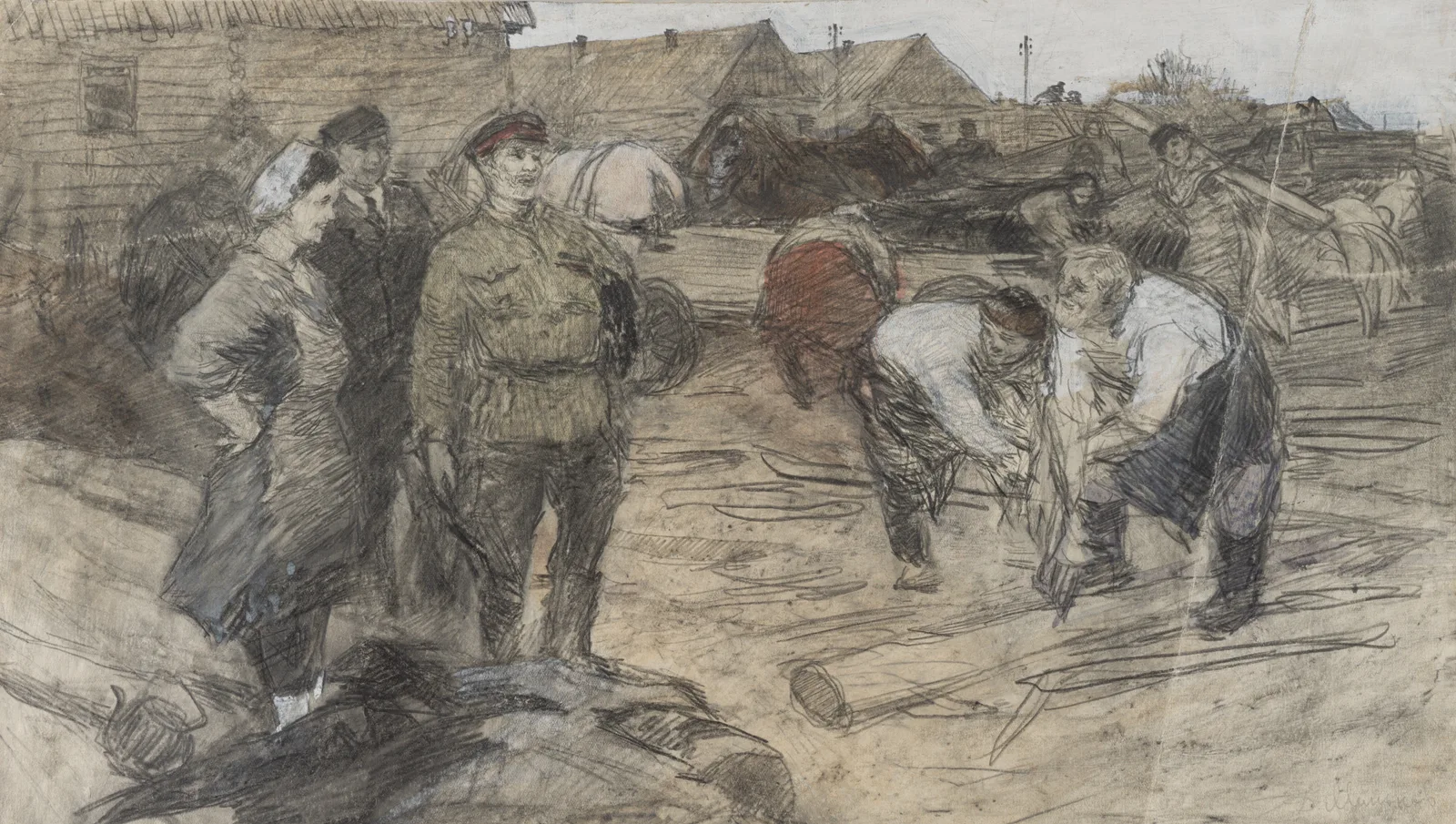 Миньков Дмитрий Алексеевич. В колхозе. 1940-е годы.