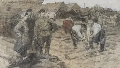 Миньков Дмитрий Алексеевич. В колхозе. 1940-е годы.