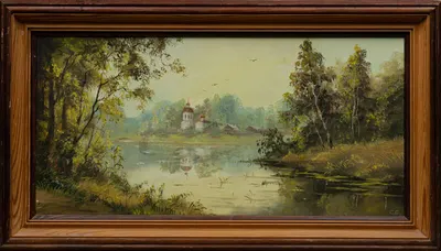 Стрельникова Елизавета Борисовна. Вид на церковь с реки. 1990-е годы.