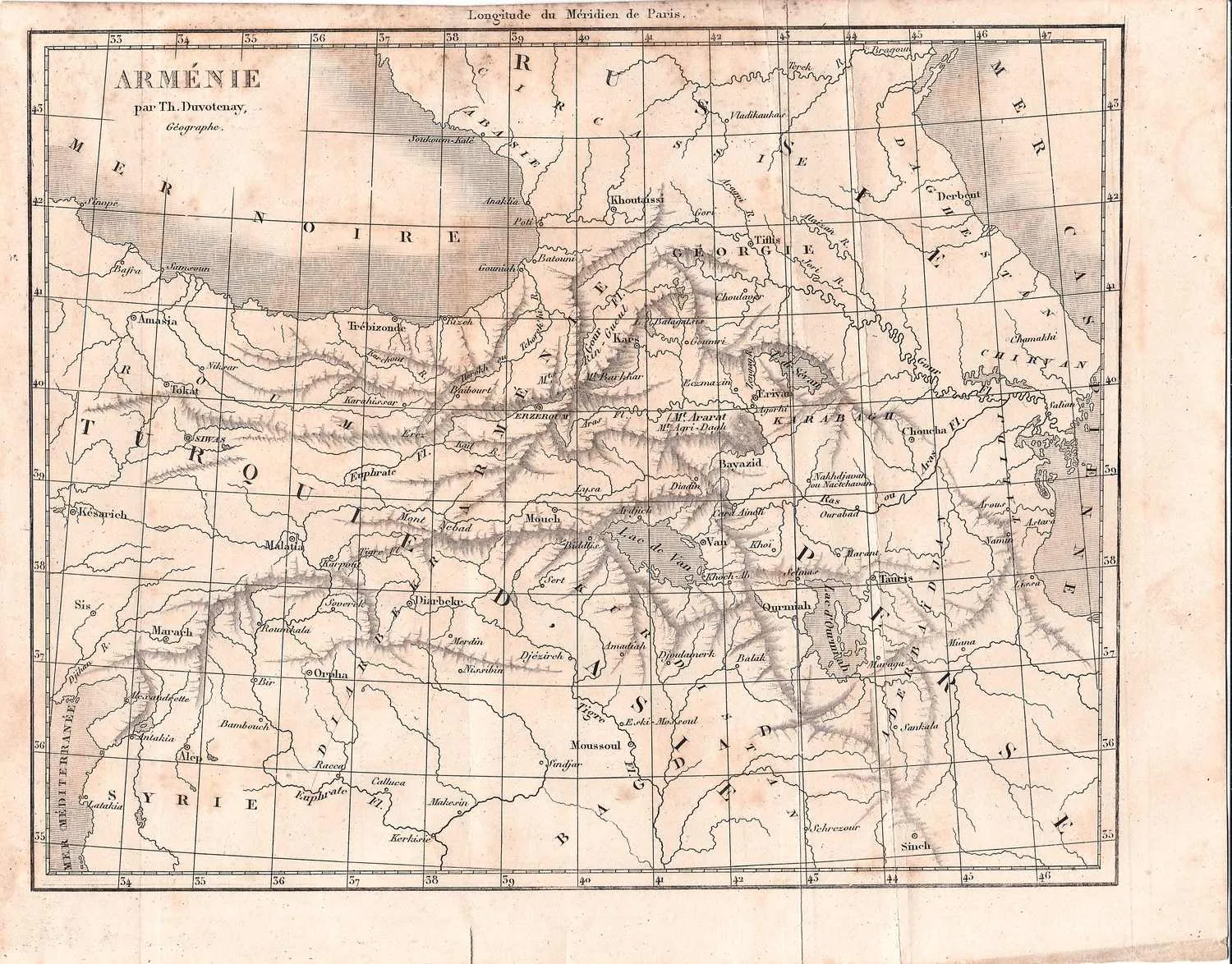 Листы карт «Древняя Армения», «Армения». Франция, середина XIX века.