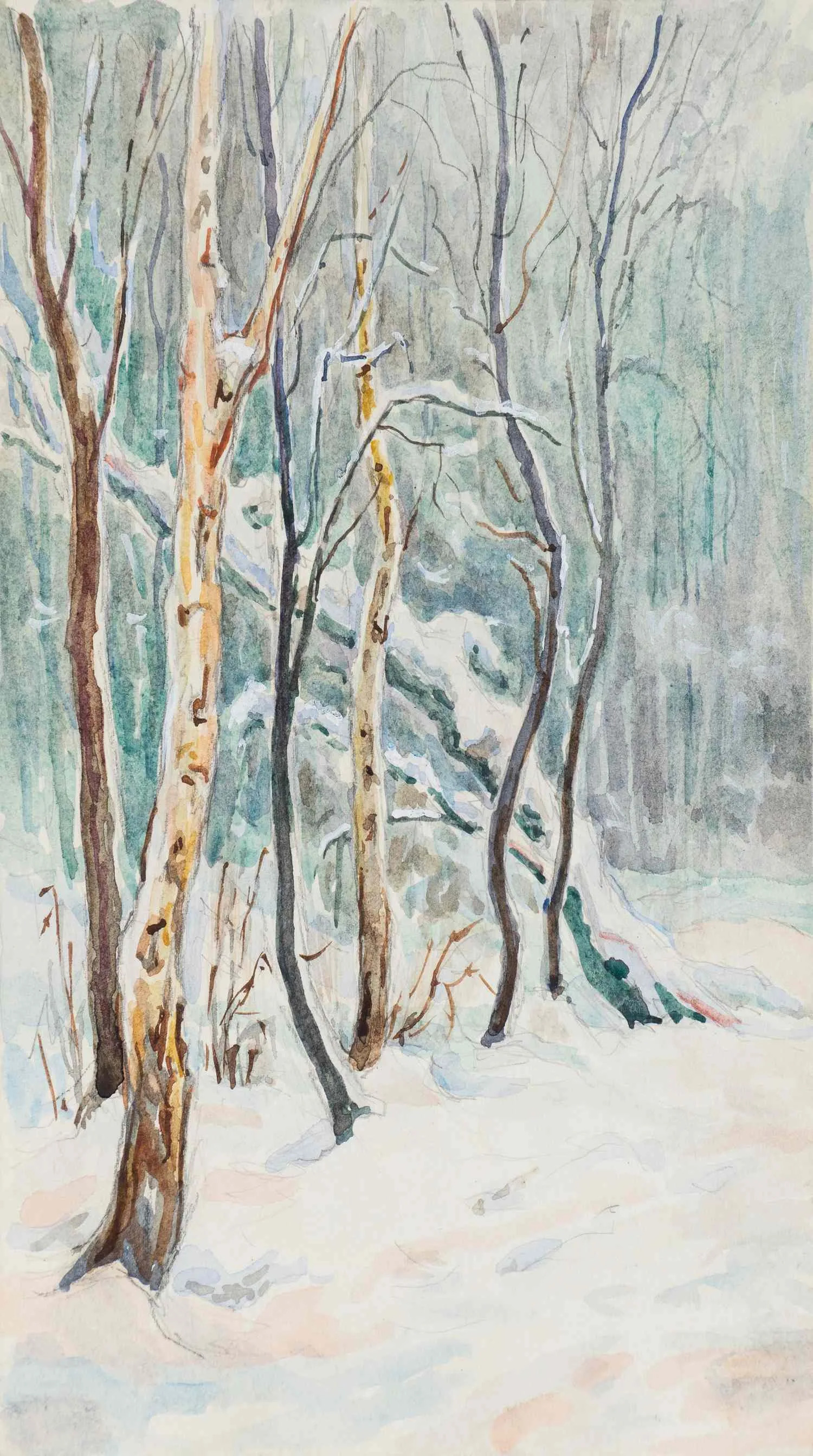 Морозов Константин Феофанович. Зимние березы. 1970-е.