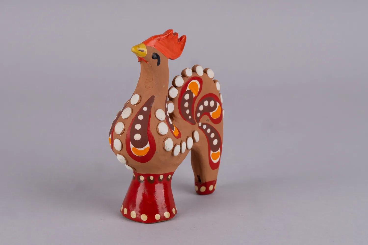 Глиняная игрушка «Петушок». СССР, Дымково, 1970-е - 1980-е.