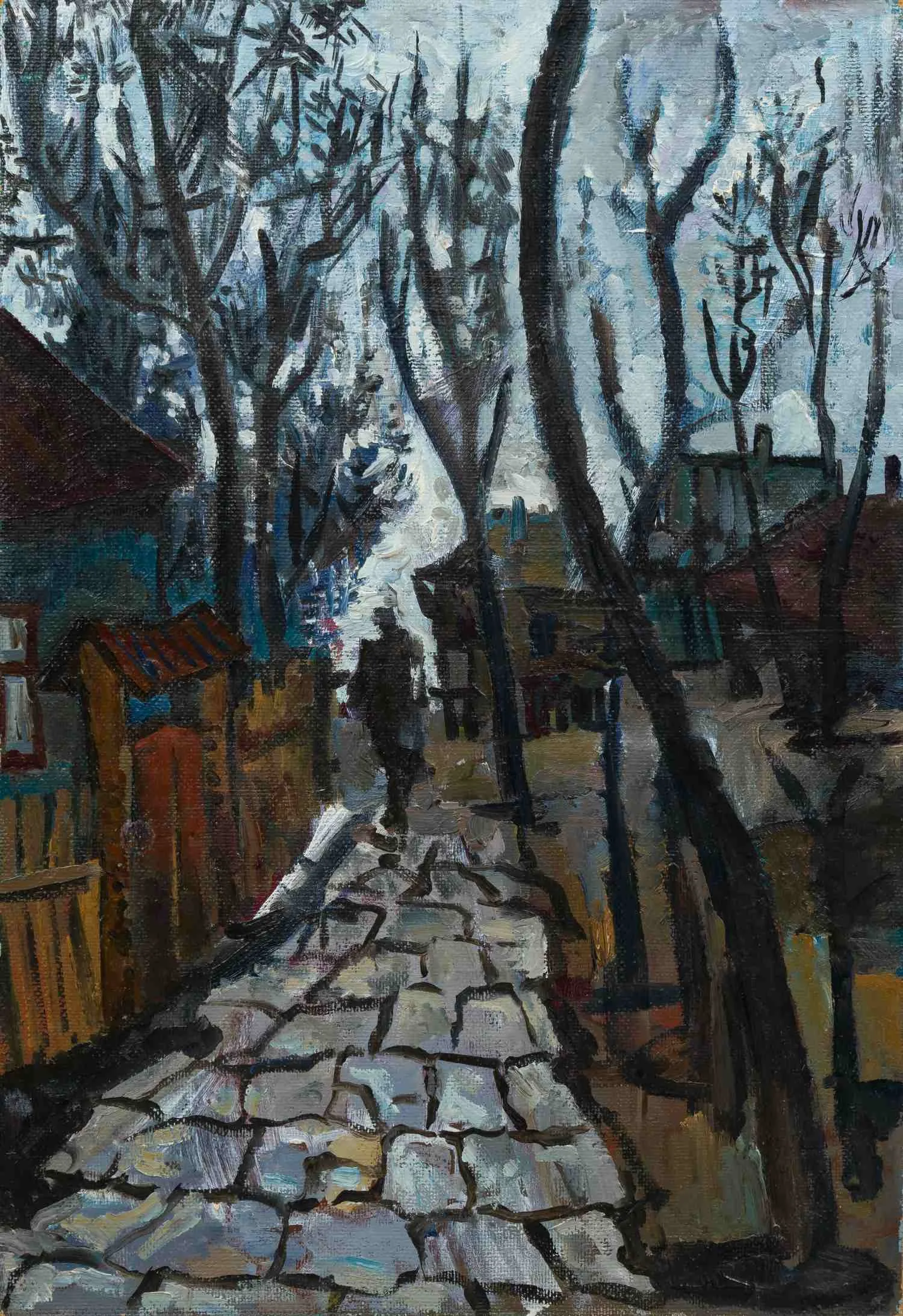 Зальманов (по подписи). Узкая улочка. 1980-е годы.