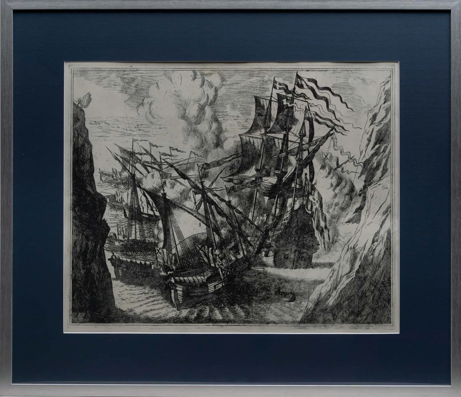 Неизвестный художник. Морской бой. 1980-е - 1990-е годы.