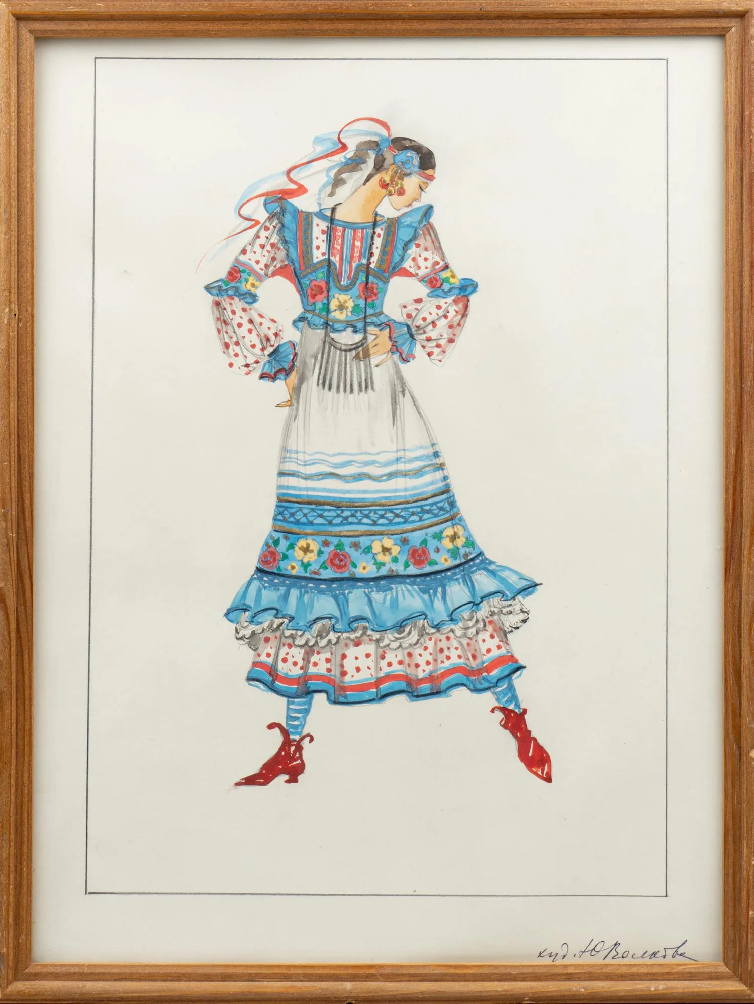 Волкова Юлия Михайловна. Театральный эскиз национального костюма. 1980-е годы.