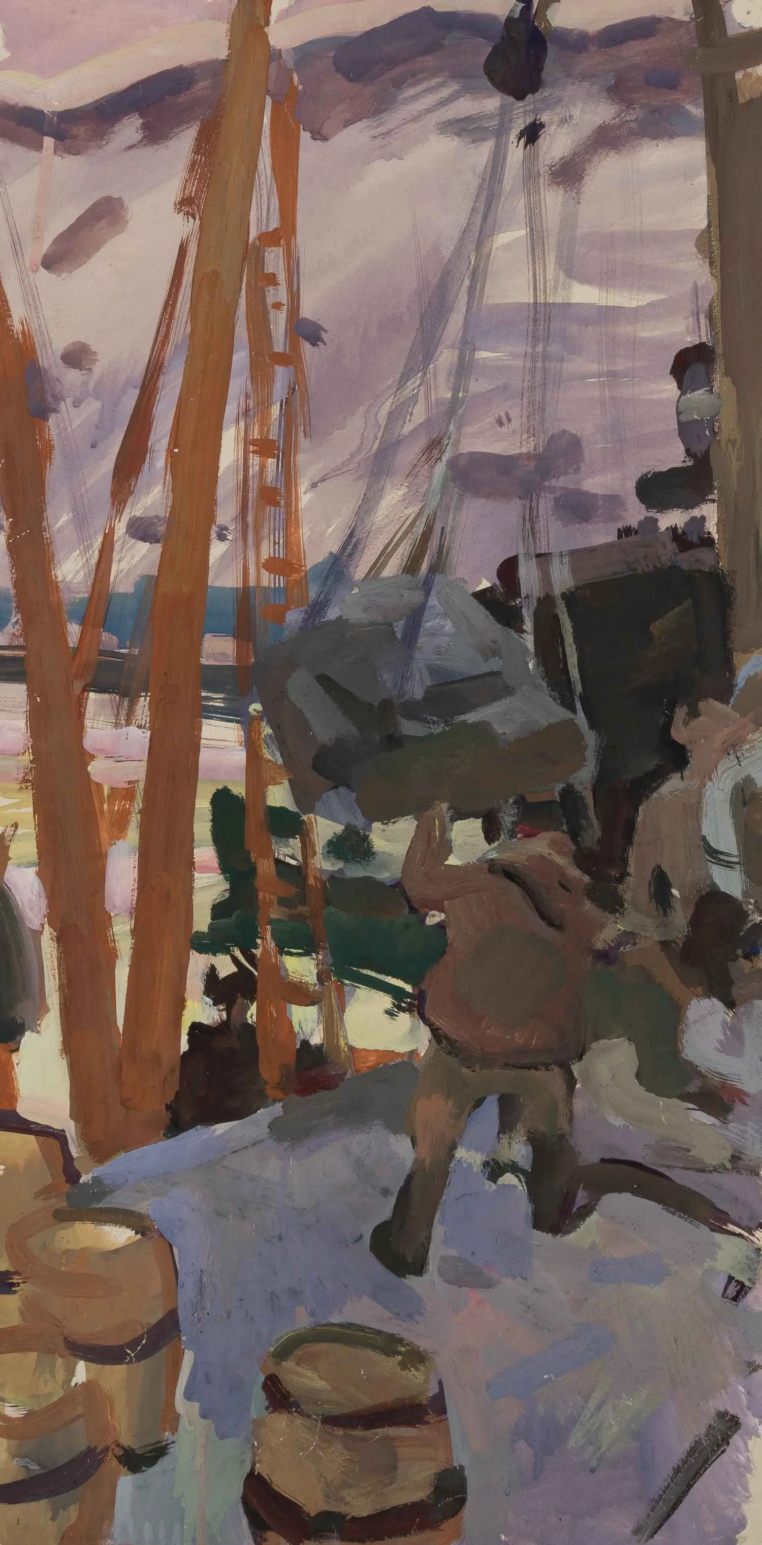 Алексеев Адольф Евгеньевич . Погрузка в порту. Серия «Русский север». 1961.