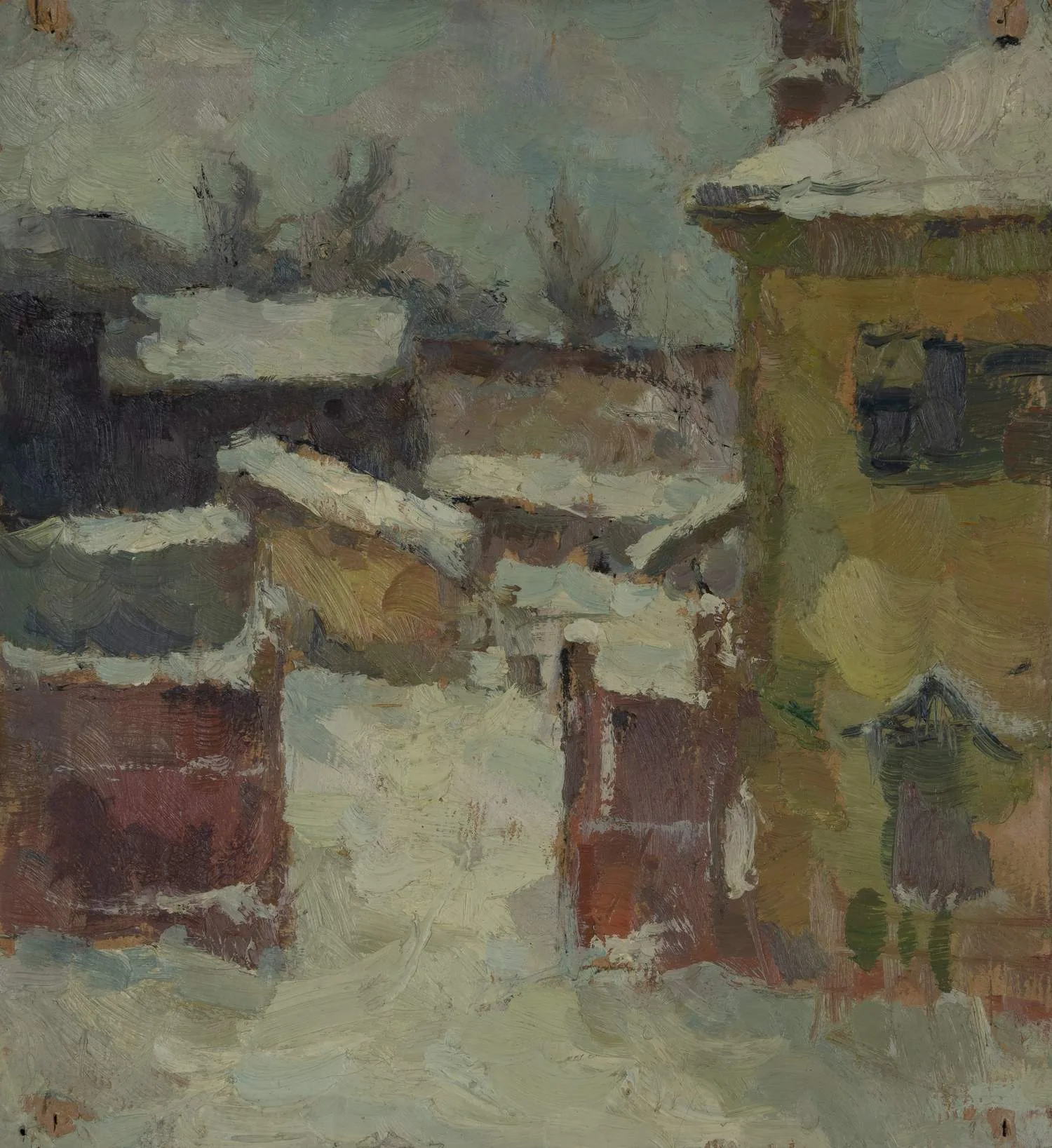 Середин Игорь Иннокентьевич. Зимняя улочка. 1970-е годы.