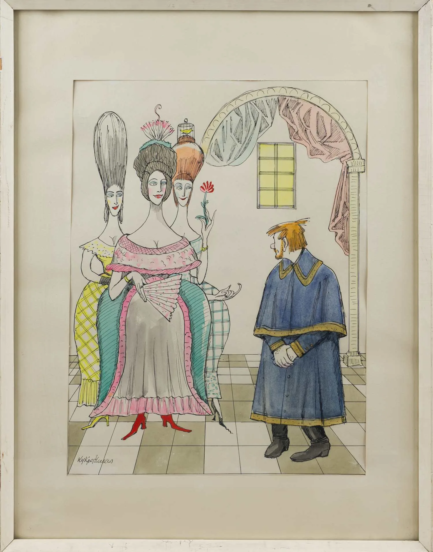 (Кукрыниксы в подарок зам. министра культуры СССР В.С. Кеменову) Кукрыниксы, Эскиз к иллюстрации книги Н.С. Лескова «Левша». 1978