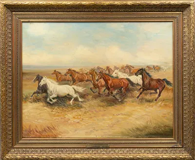 Шелоумов Афанасий Иванович. Табун. В степи. 1960-е.