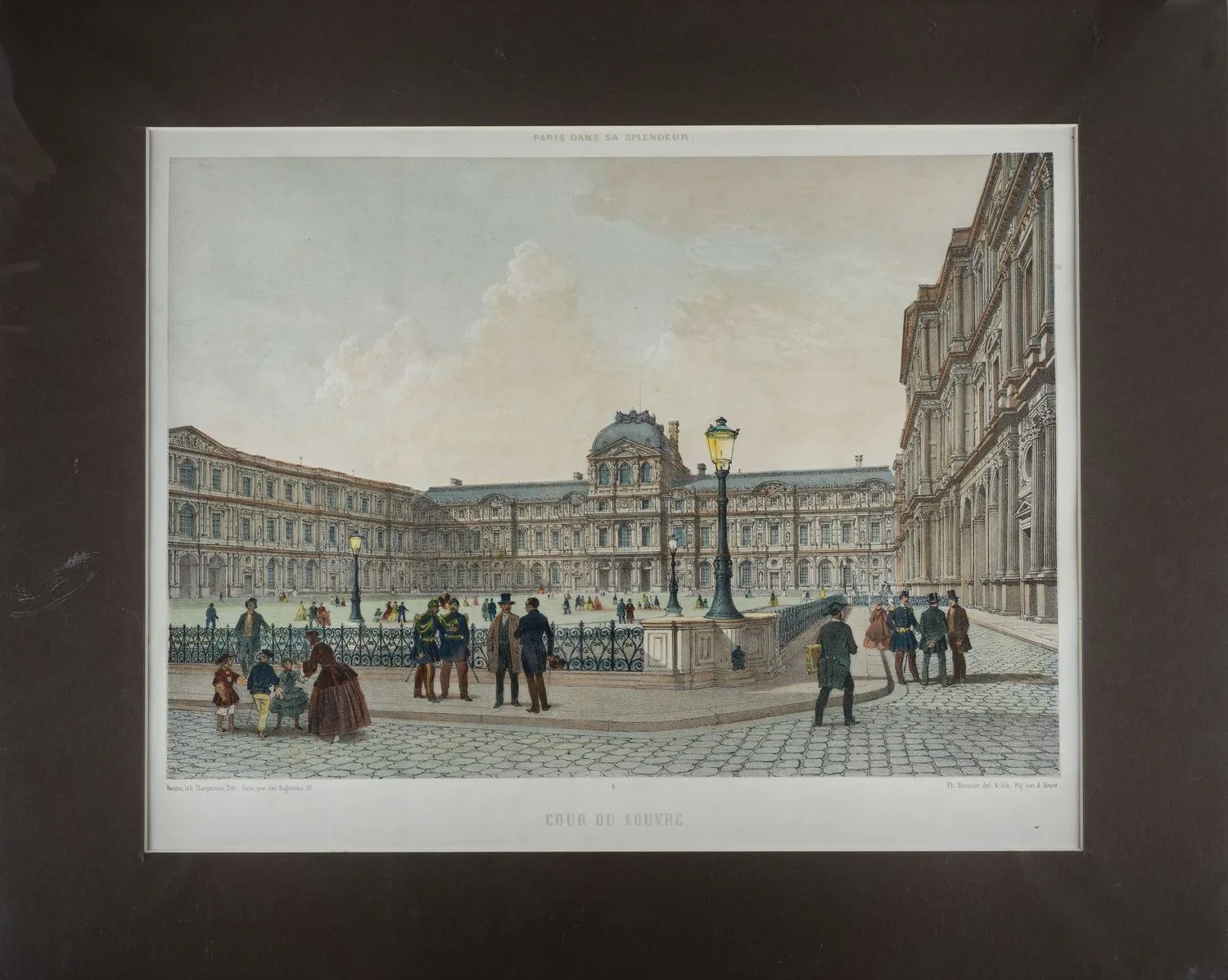 Гравюра «Париж. Двор Лувра». По оригиналу Филиппа Бенуа. Франция, Париж, 1861-1863.