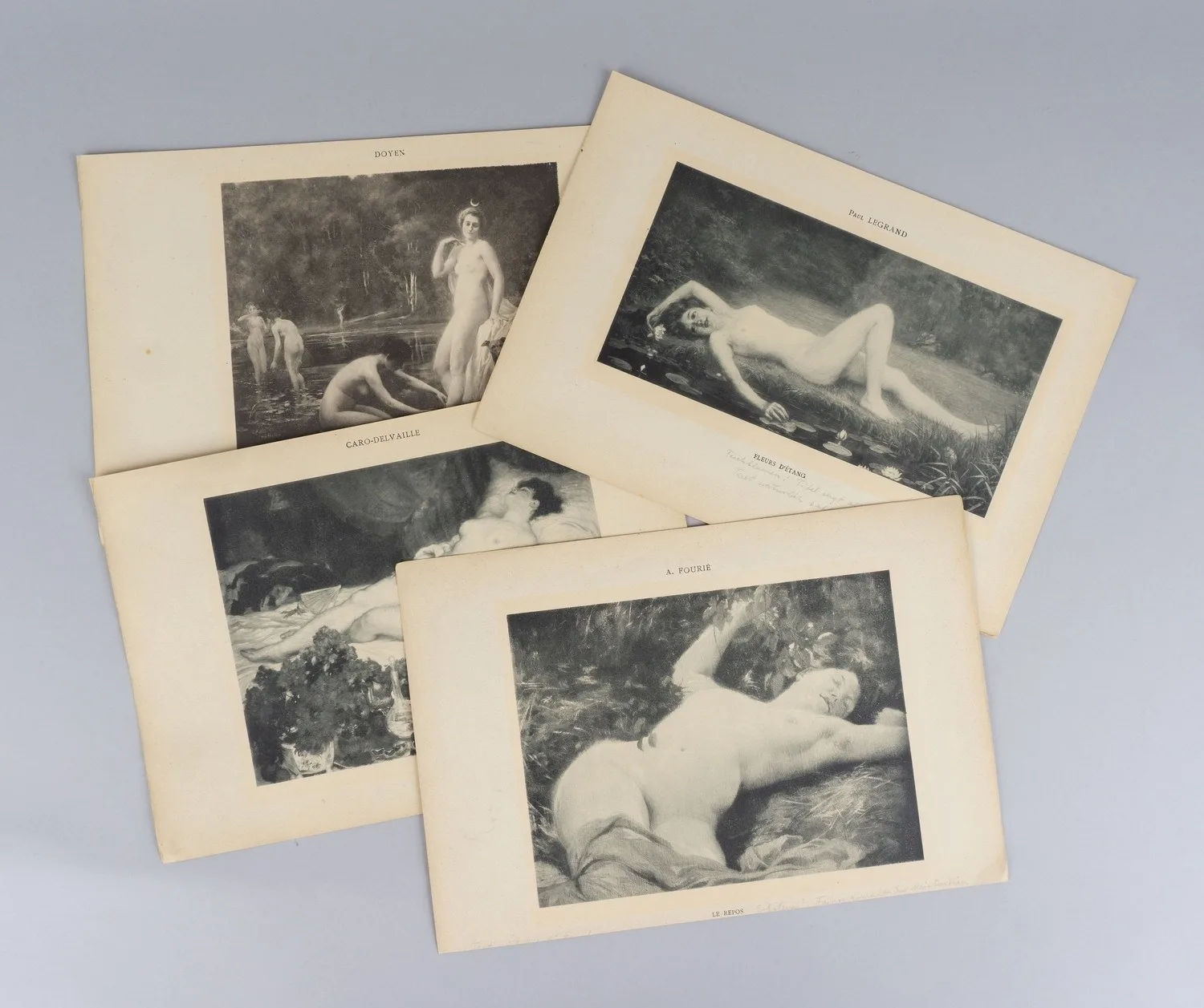 4 фототипии «Ню в живописи». Франция, нач. XX века.