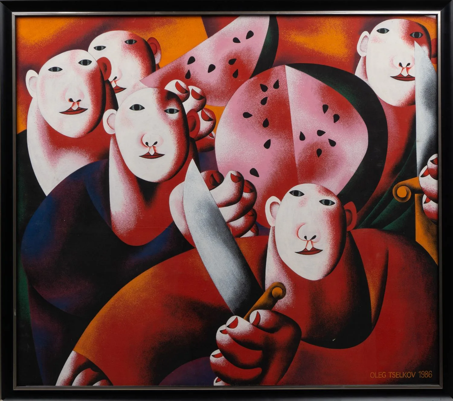 Целков Олег Николаевич (?). Групповой портрет с арбузом. 1986.