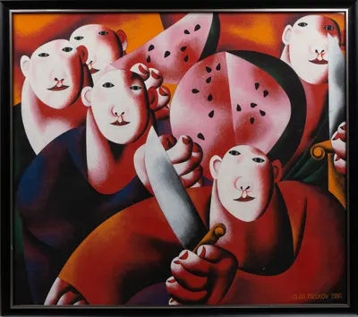 Целков Олег Николаевич (?). Групповой портрет с арбузом. 1986.