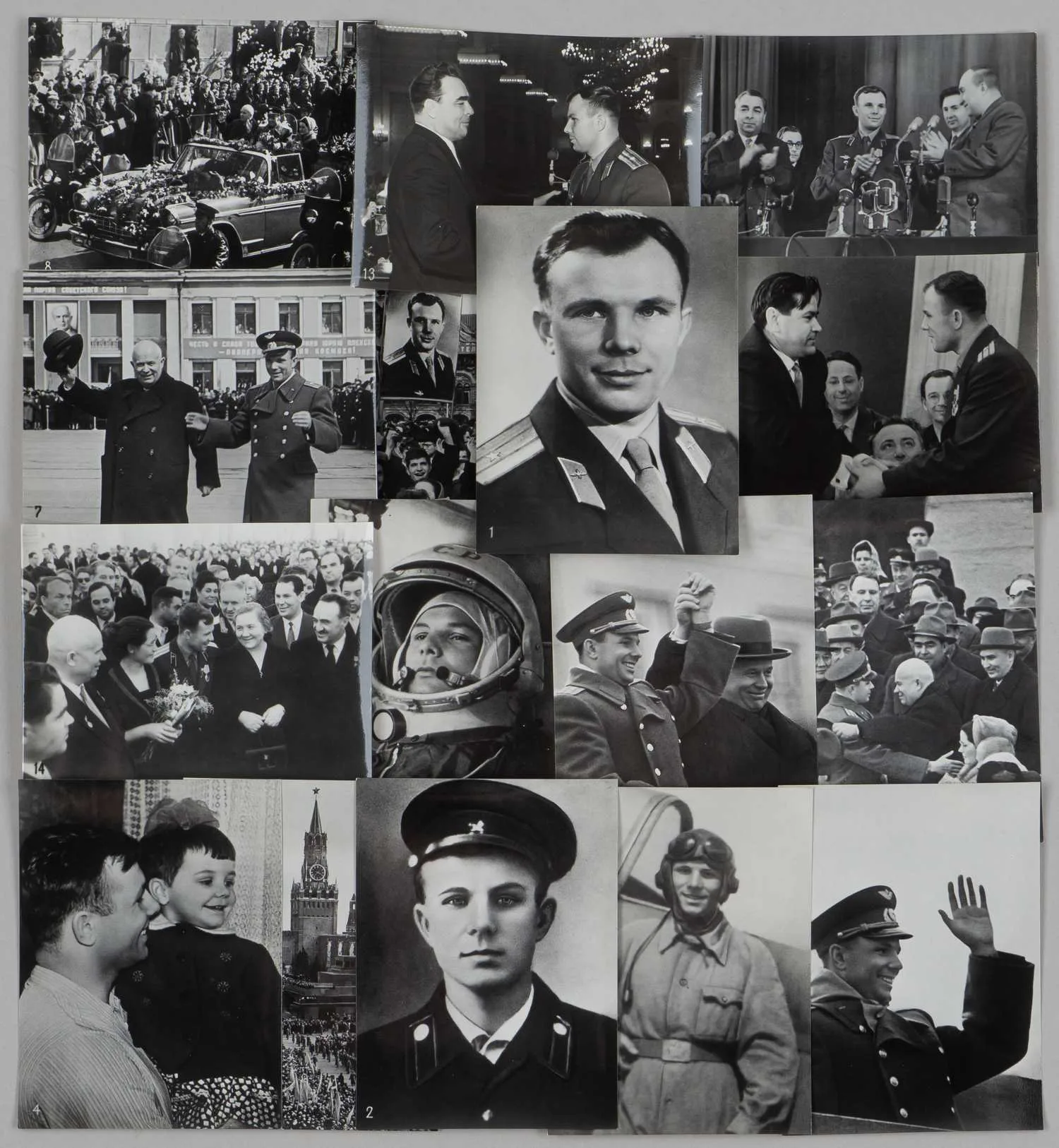 Комплект (16 фотографий) «Первые советские космонавты» (М., 1961).