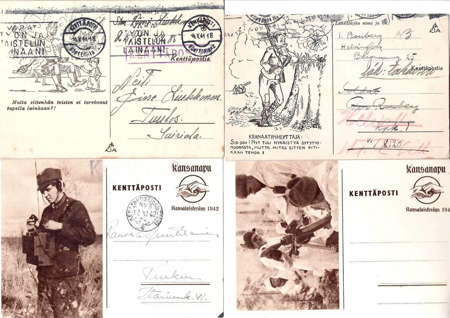 Финляндия. 25 иллюстрированных карточек полевой почты. 1940-е годы.