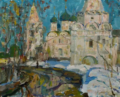 Тумаков Сергей Павлович. Весна в Печорском монастыре. 1990.