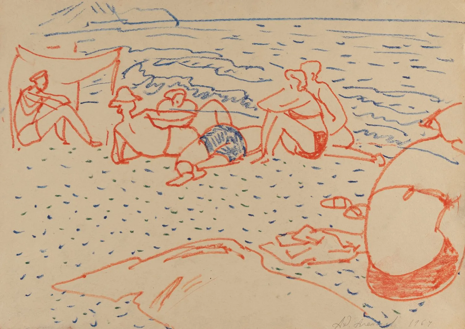 Алексеев Адольф Евгеньевич. Пляж. Черное море. 1964.