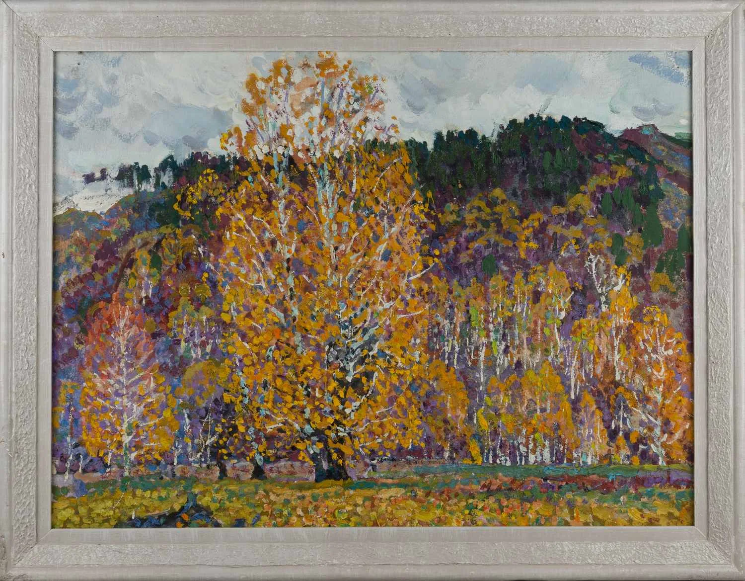 Комиссаров Иван Еремеевич. Осенний пейзаж с березой. 1990.