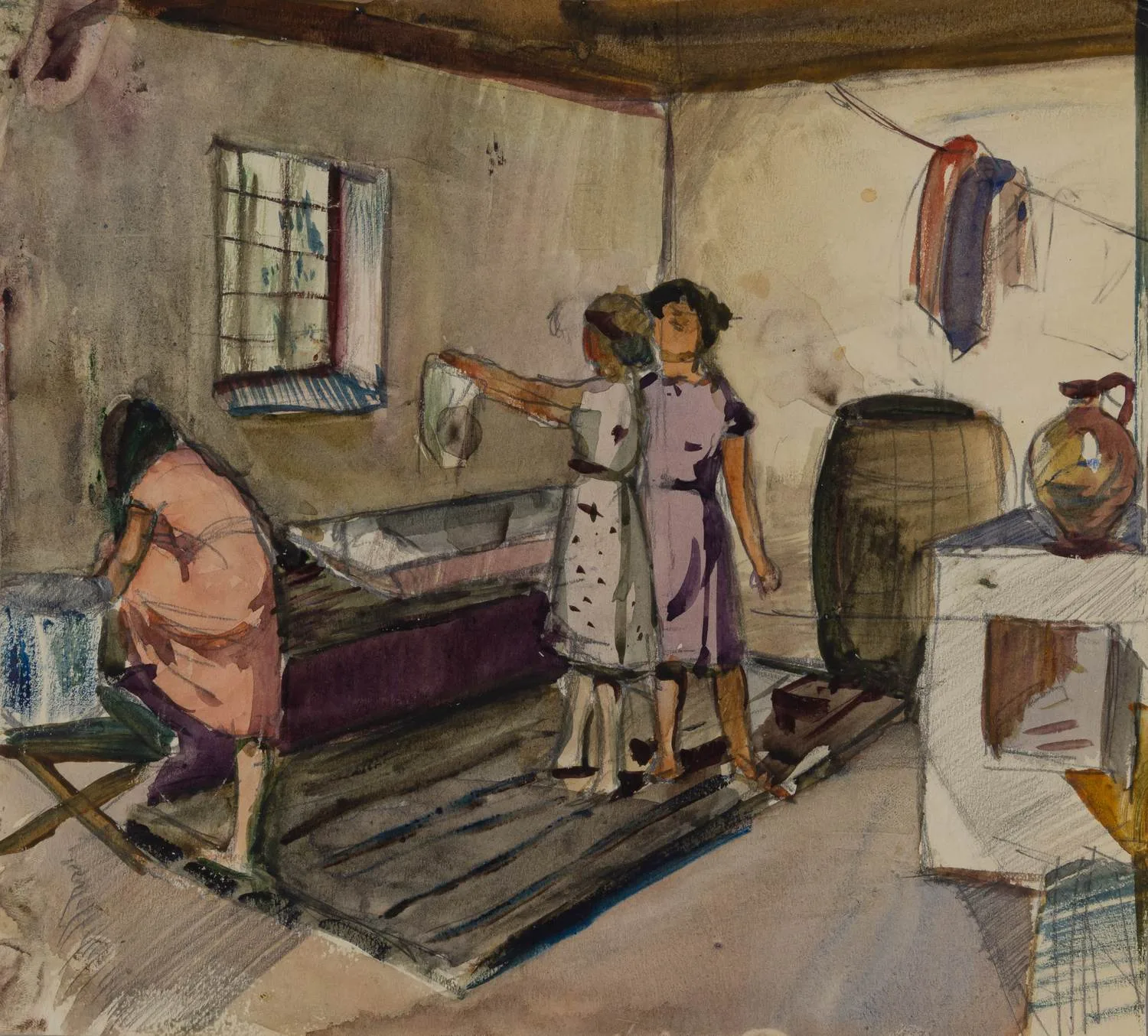 Прибыловская Татьяна Викторовна. Стирка белья. 1960-е годы.