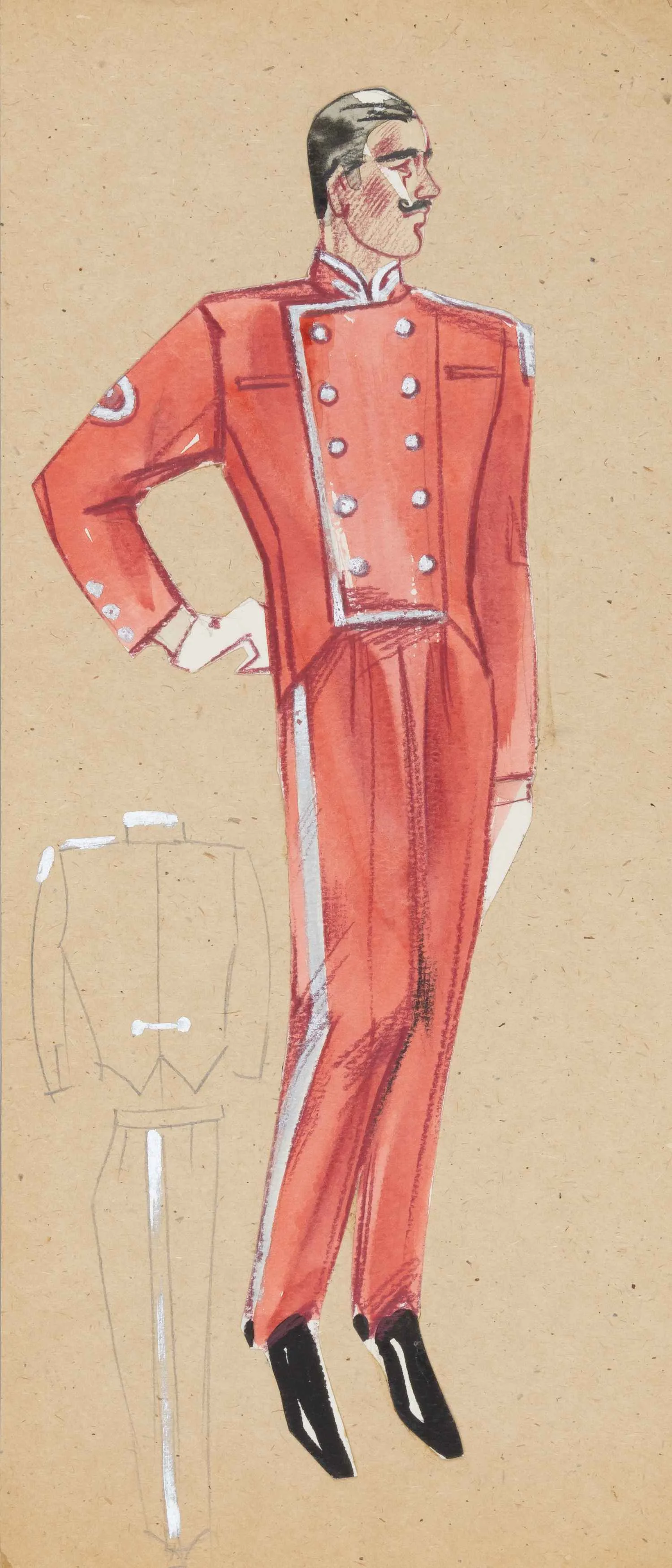 Предводителева Елена (?). Эскиз костюма портье. 1988.