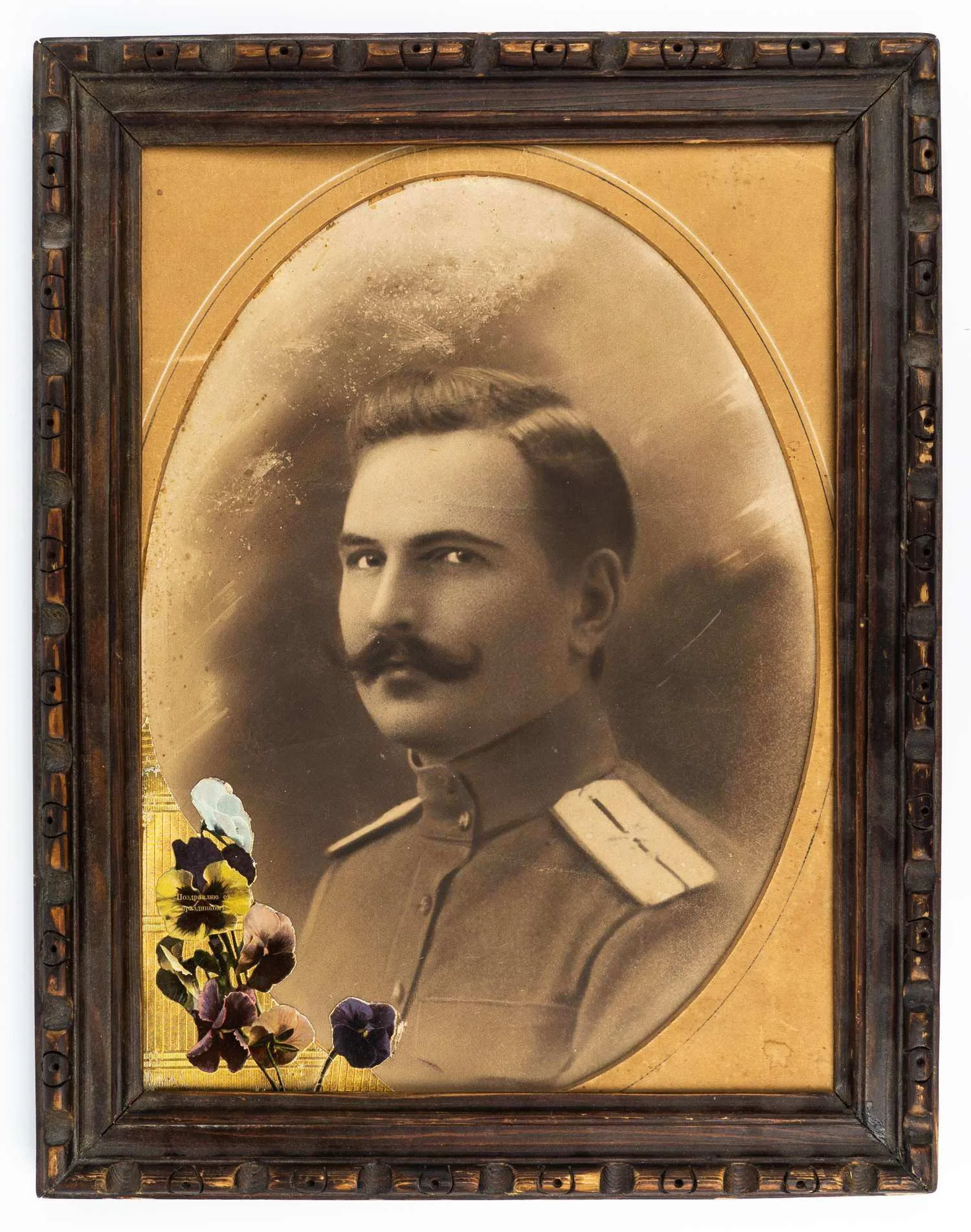 Крупноформатный фотопортрет прапорщика русской императорской армии. 1910-е годы.