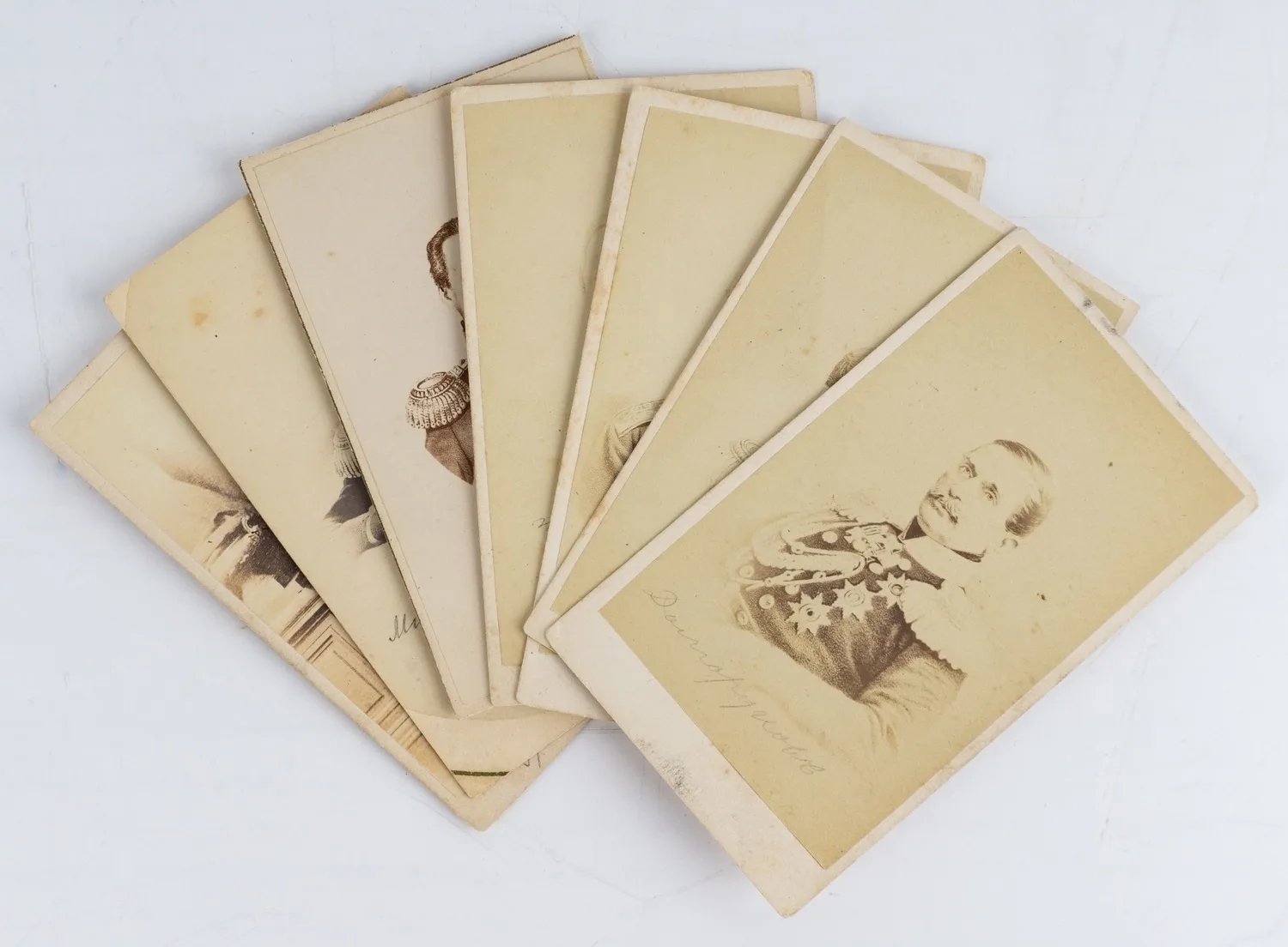 7 фотографий (формат «визитка») «Русские генералы». 1860-е - 1870-е годы.