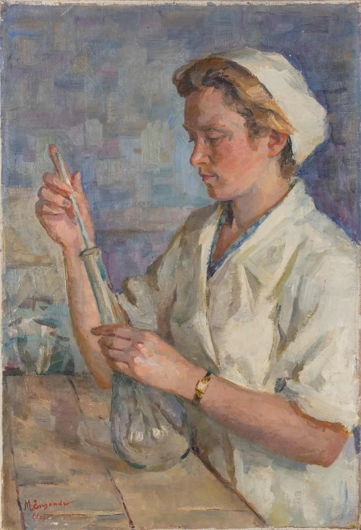 Ещенко Михаил Михайлович. Портрет Э.И. Банниковой. 1961