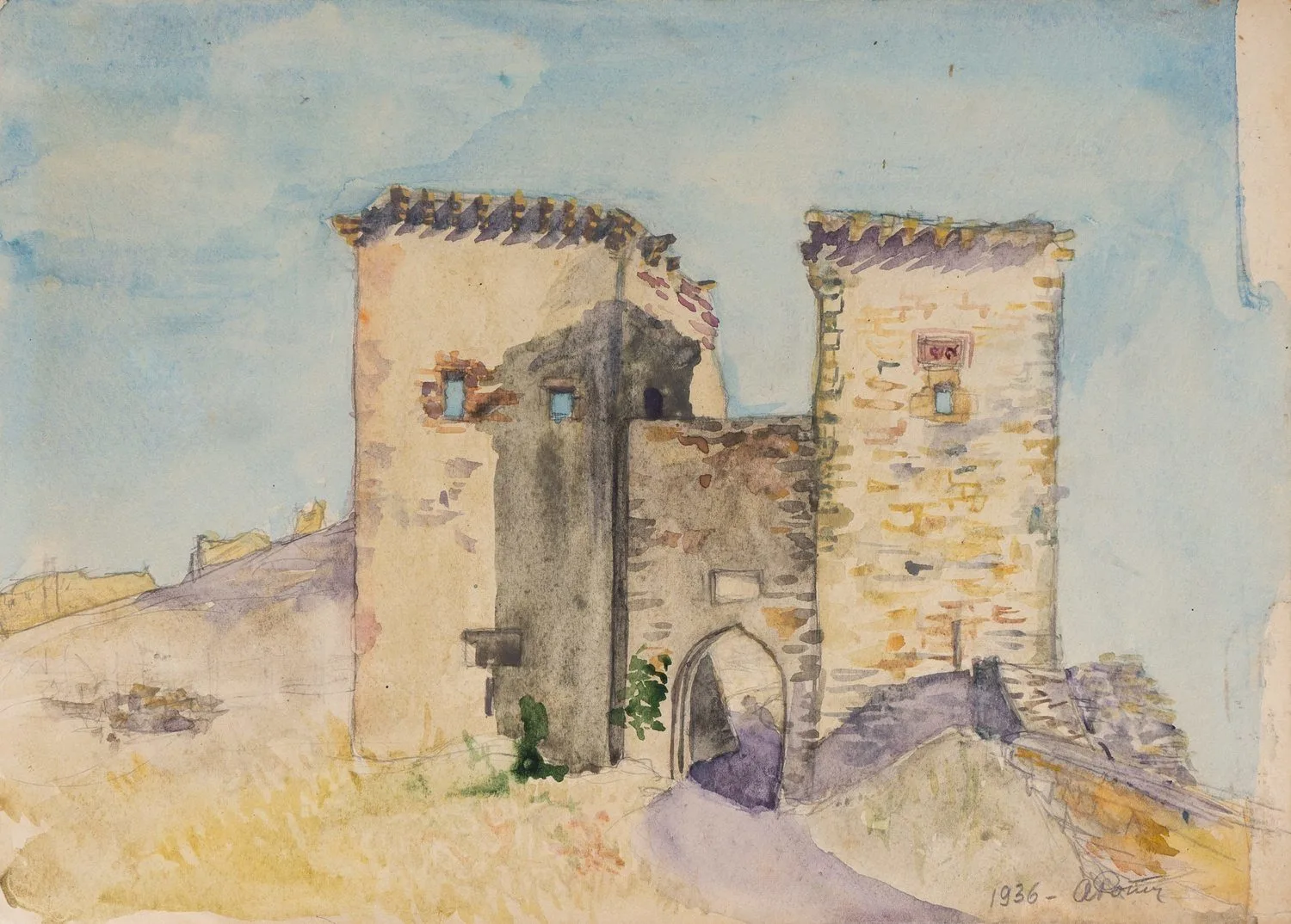 Ротач Александр Лукич. Вид на ворота Генуэзской крепости в Судаке. 1936.