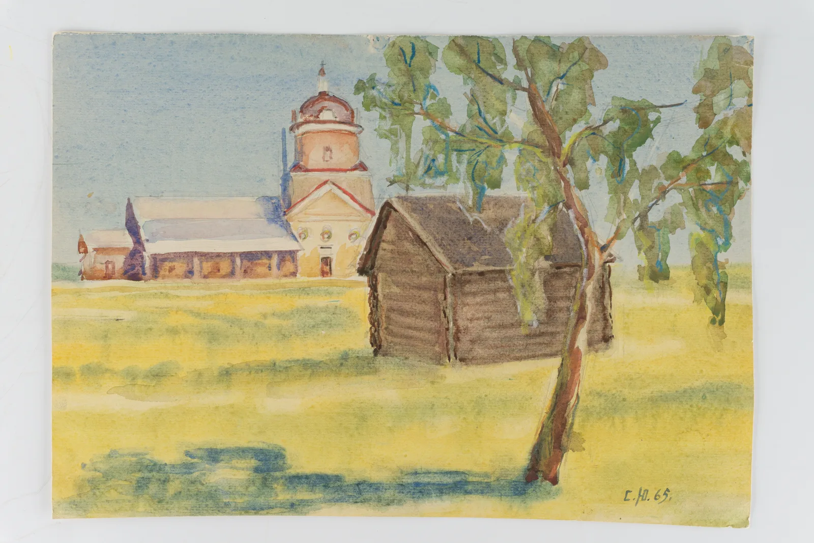 Юнтунен Суло Хейккиевич. Пейзаж с церковью. 1965.