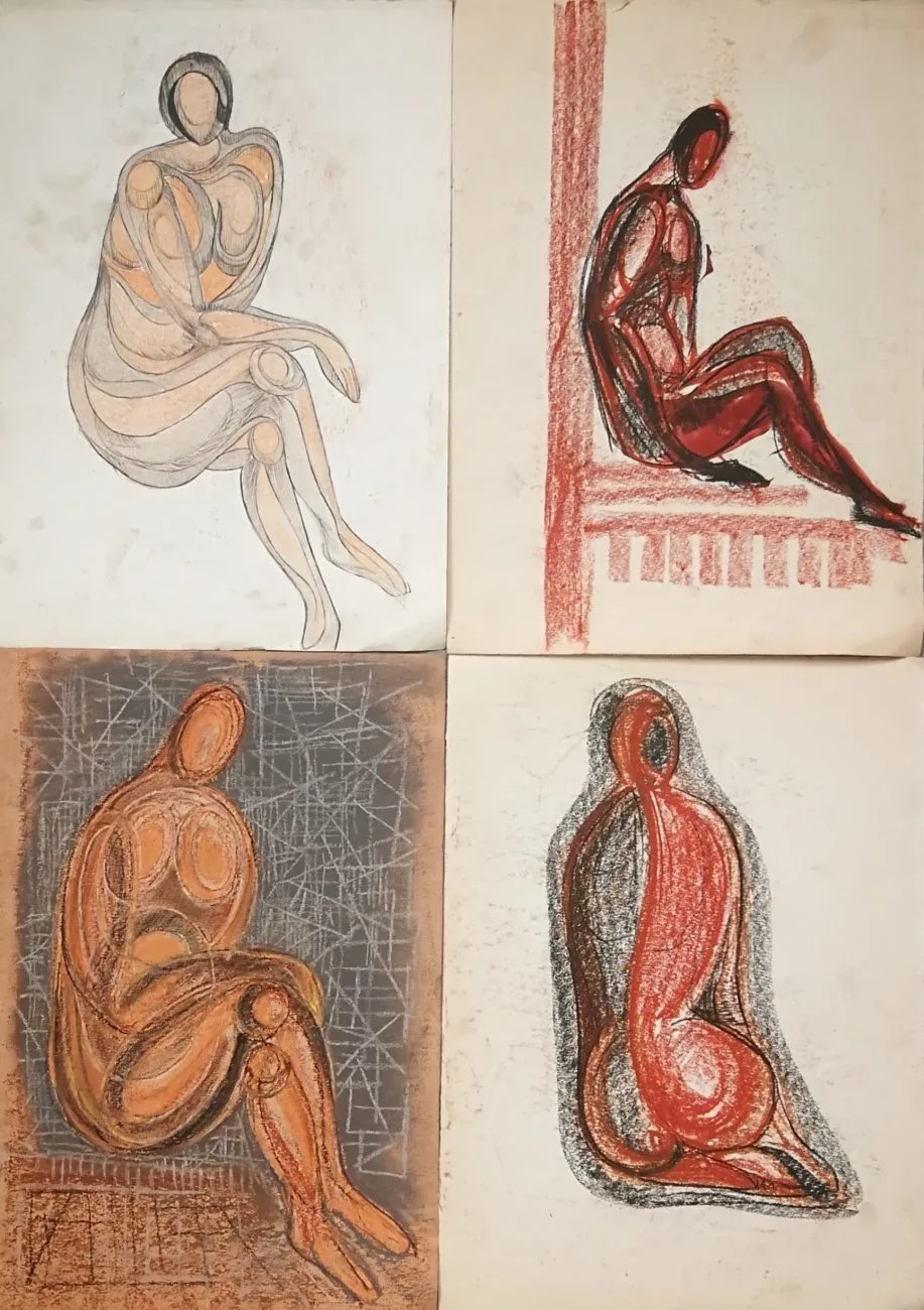 Цыпин Р. 4 рисунка ""Фигуры"". 1970-е - 1980-е годы.