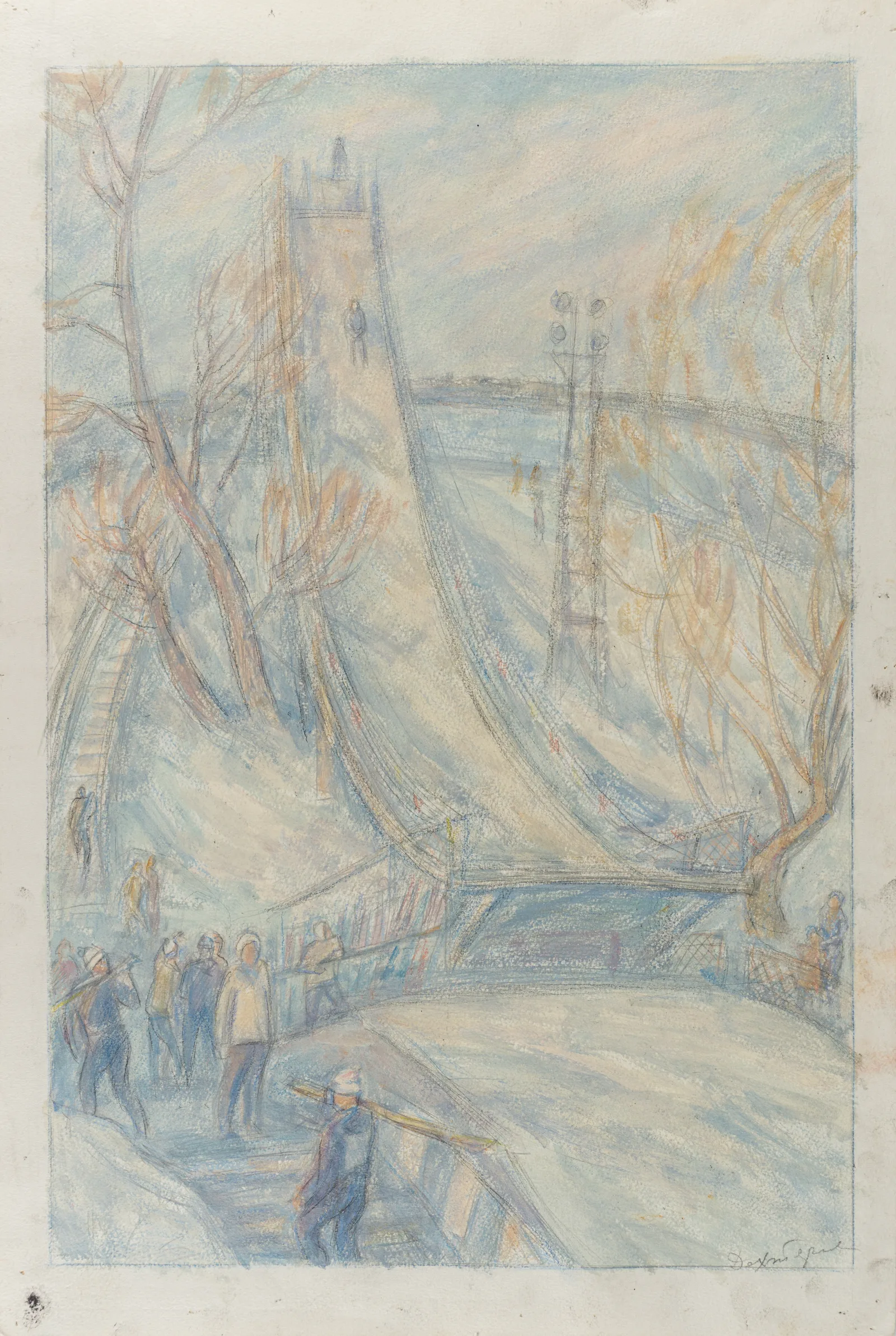 Дехтерева Татьяна Александровна. Зимний пейзаж. 1970-е.