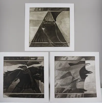 Бычков Юрий Александрович. Птицы моего сознания II, III, IV. 3 листа. 2012. 4/60 экземпляр.